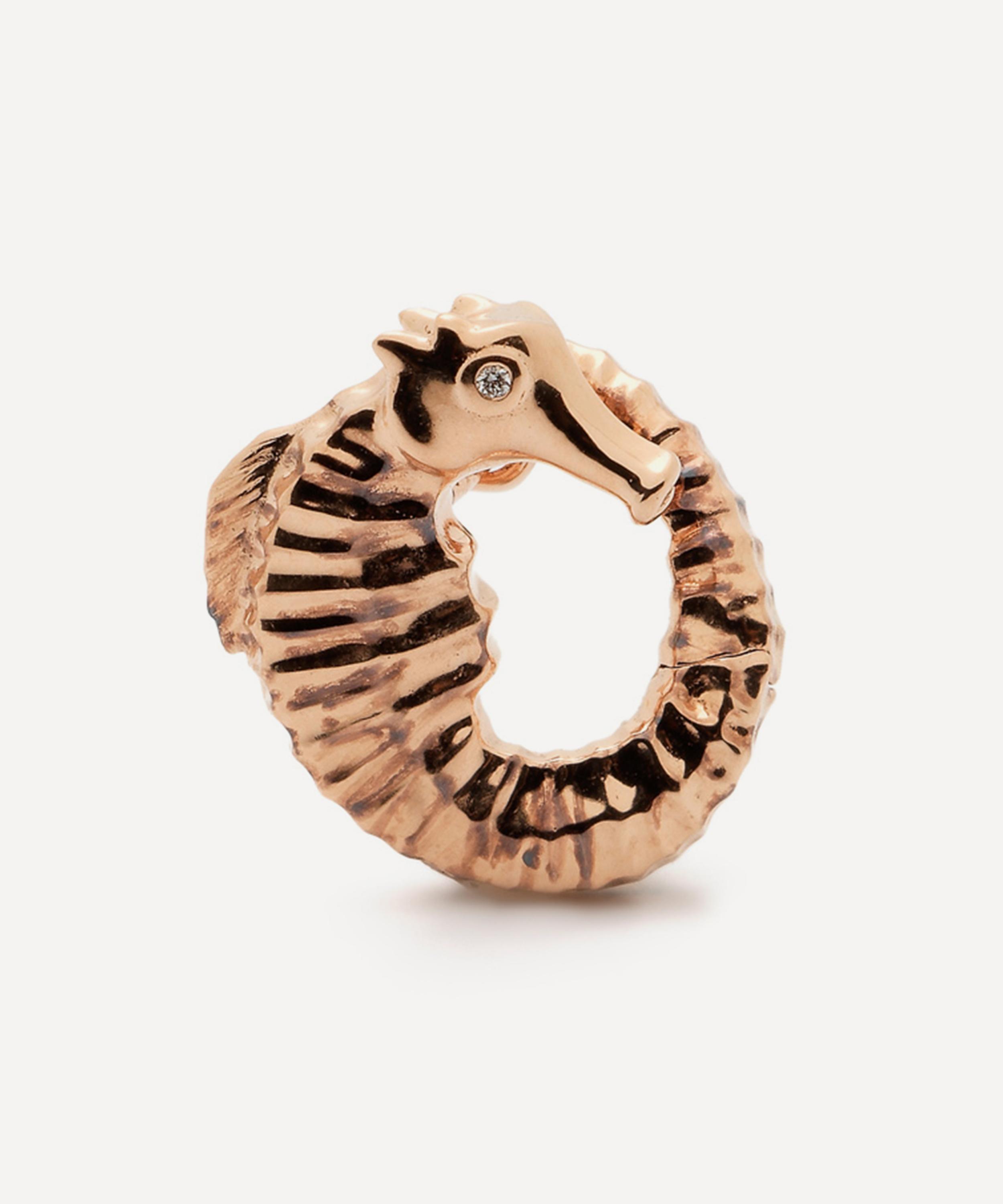 Bibi van der Velden - 18ct Rose Gold Seahorse Twist Stud Earring image number 0