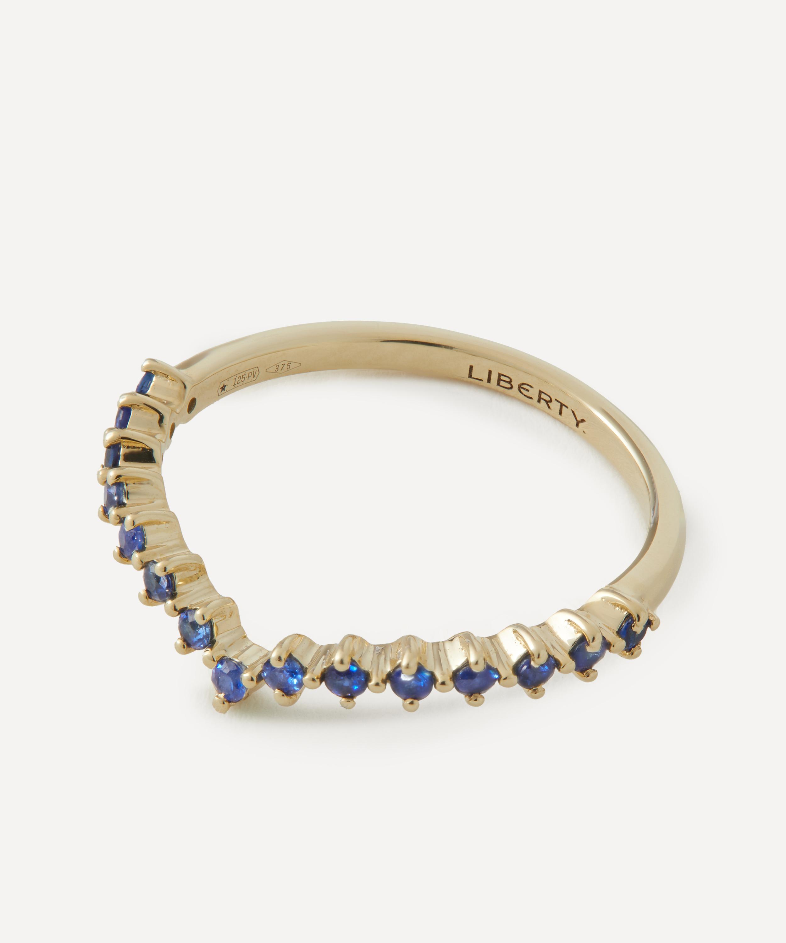 Liberty - 9ct Gold Rainbow V Blue Sapphire Ring image number 2