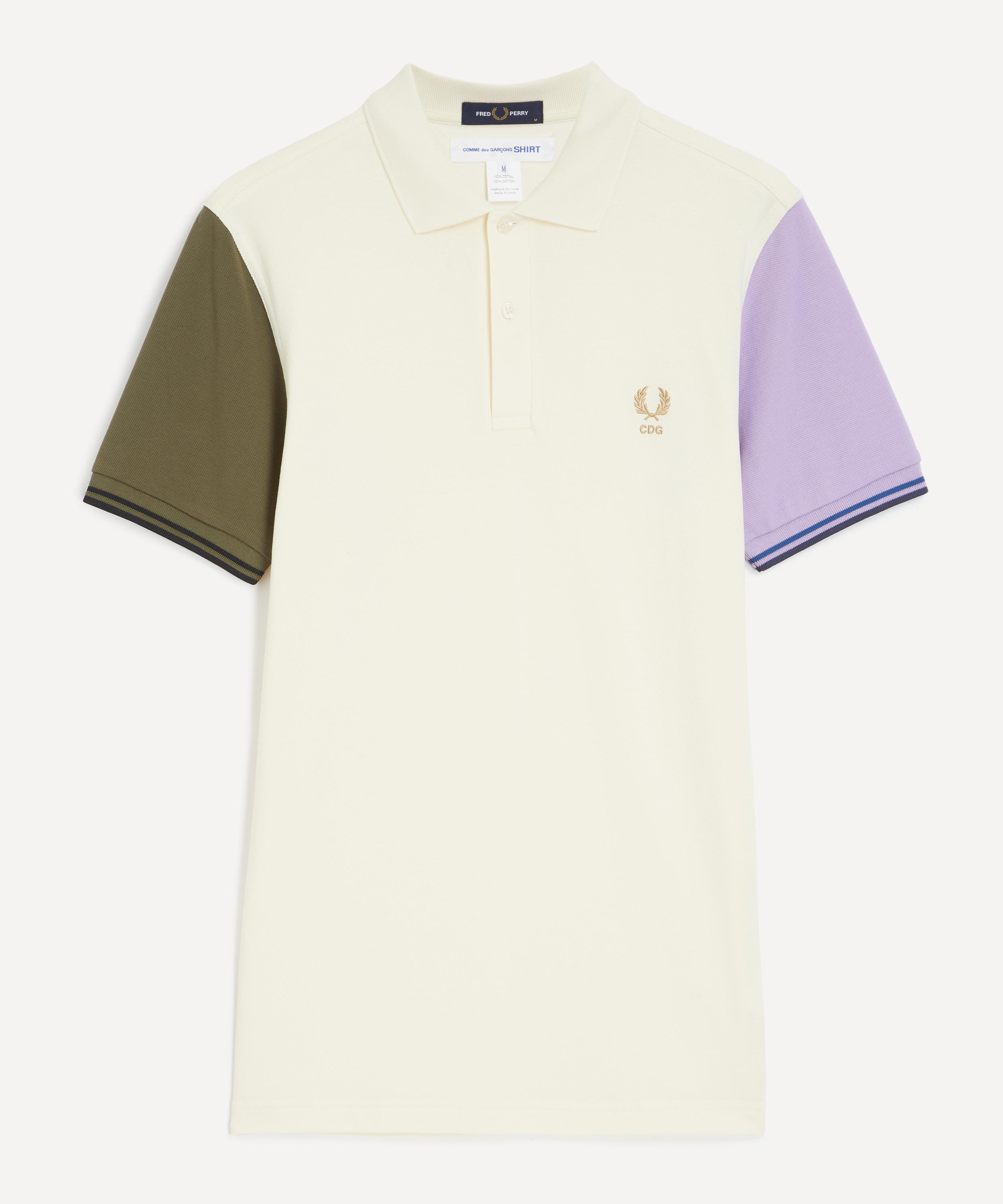 Comme des Garçons Shirt - x Fred Perry Colour Block Ecru Polo Shirt image number 0