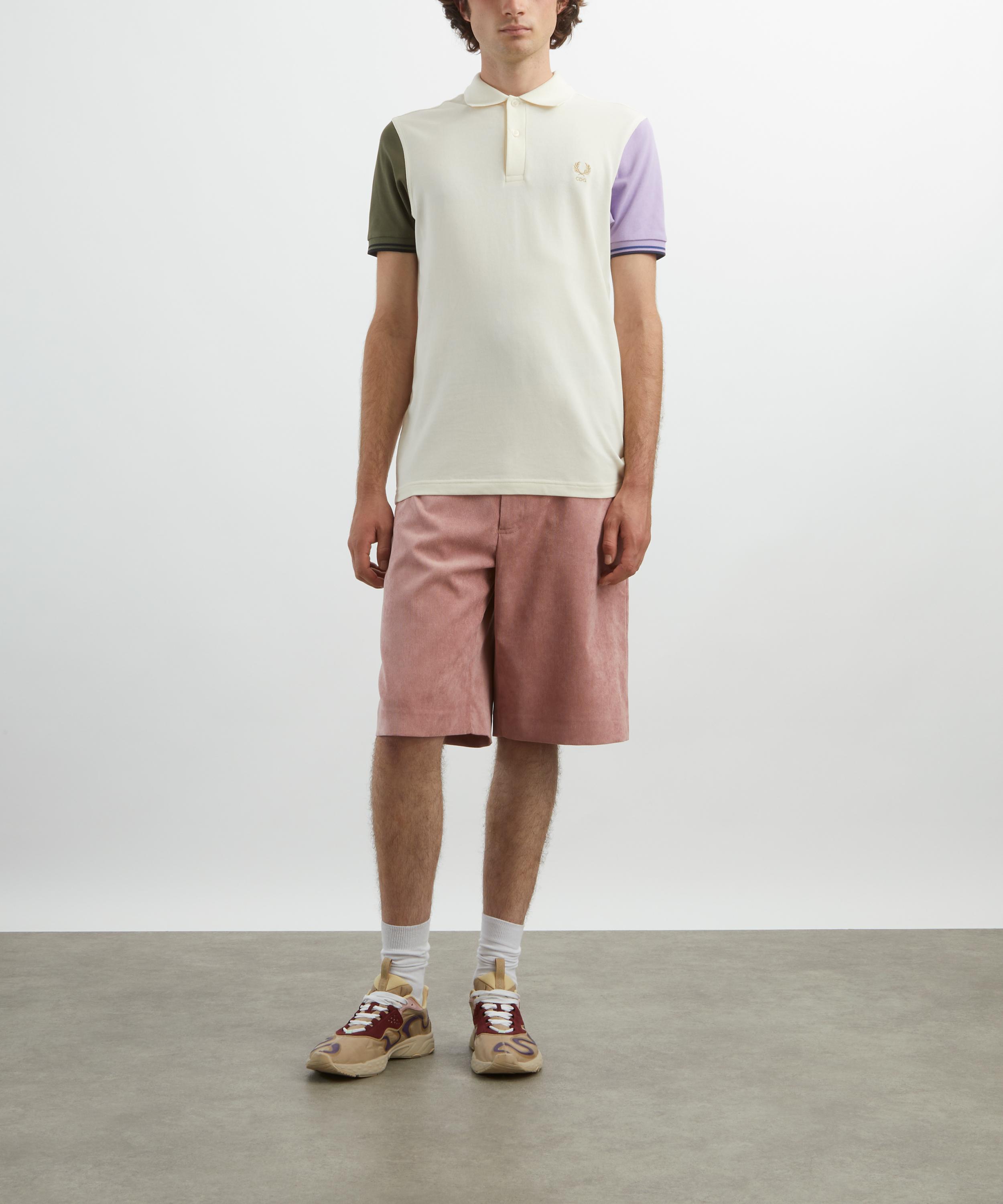 Comme des Garçons Shirt - x Fred Perry Colour Block Ecru Polo Shirt image number 1