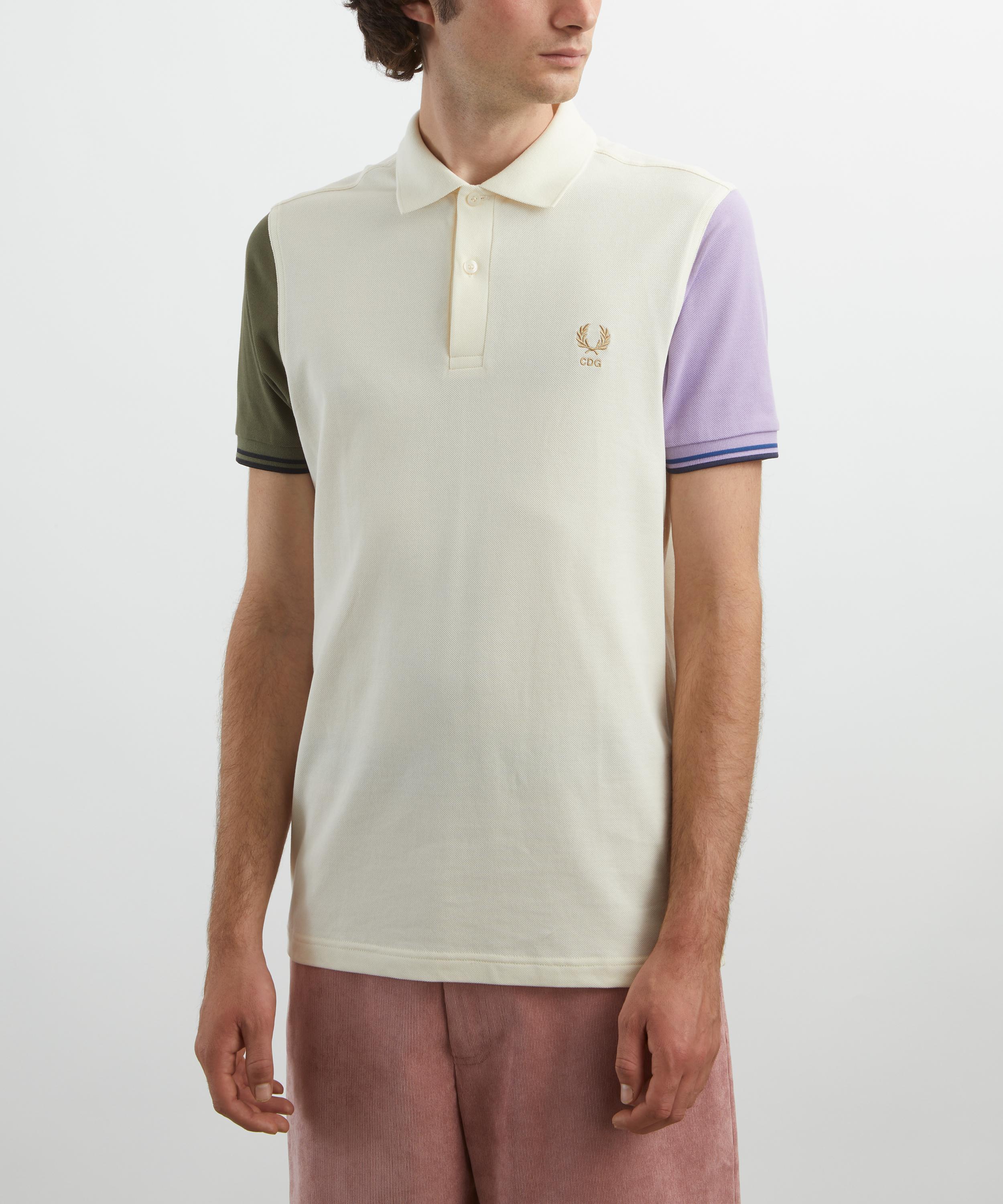 Comme des Garçons Shirt - x Fred Perry Colour Block Ecru Polo Shirt image number 2