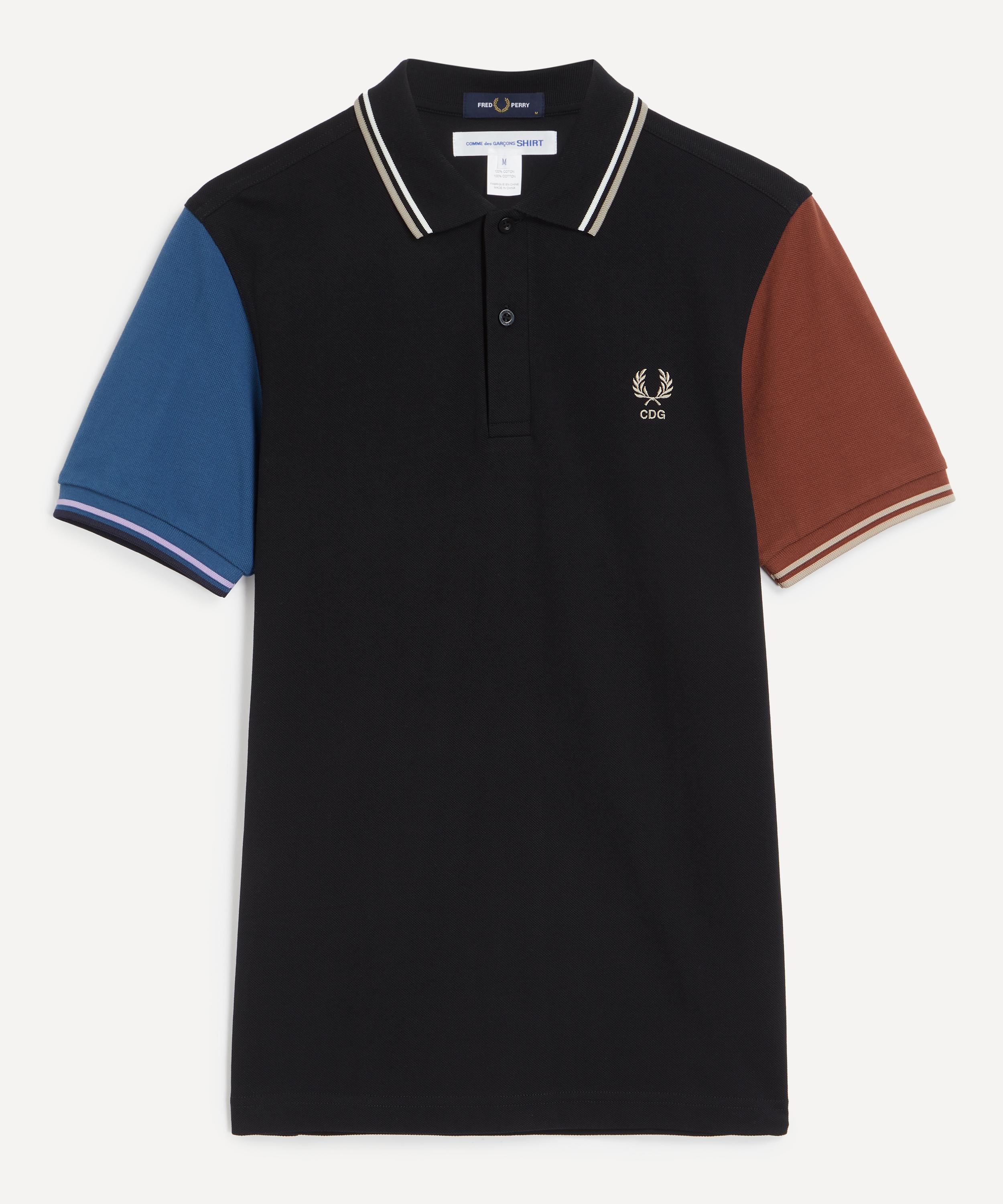 Comme des Garçons Shirt - x Fred Perry Colour Block Black Polo Shirt image number 0