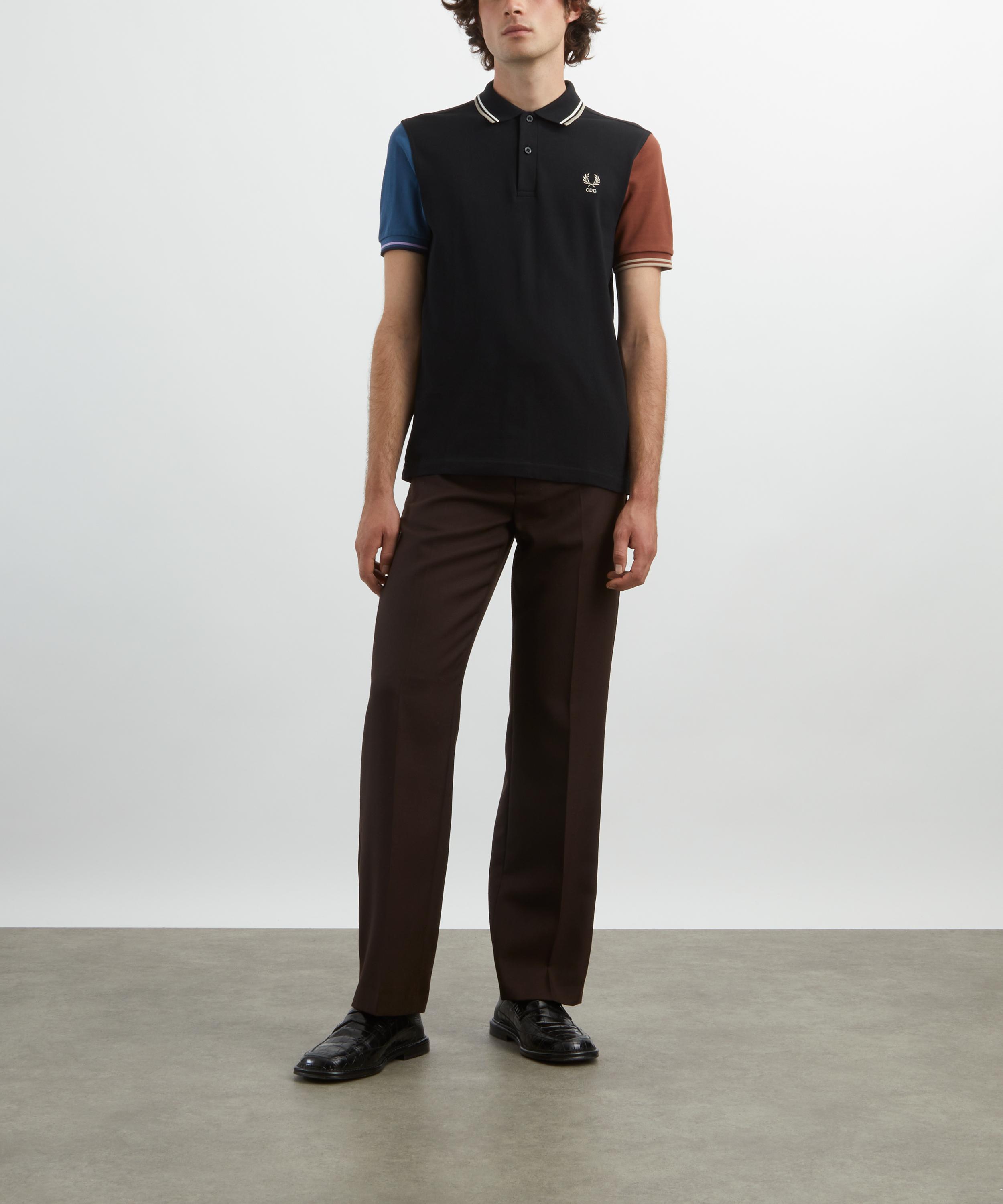 Comme des Garçons Shirt - x Fred Perry Colour Block Black Polo Shirt image number 1