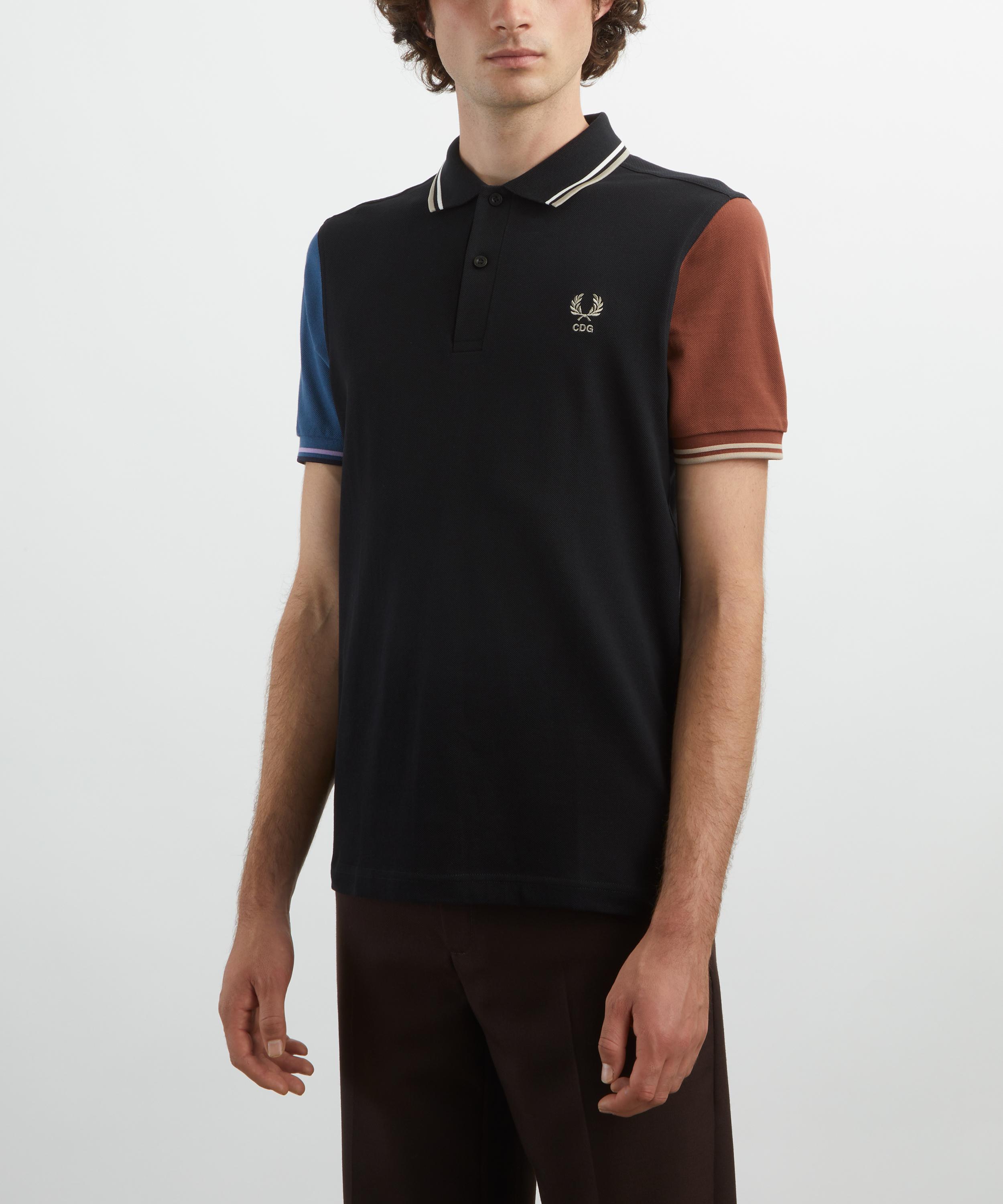 Comme des Garçons Shirt - x Fred Perry Colour Block Black Polo Shirt image number 2