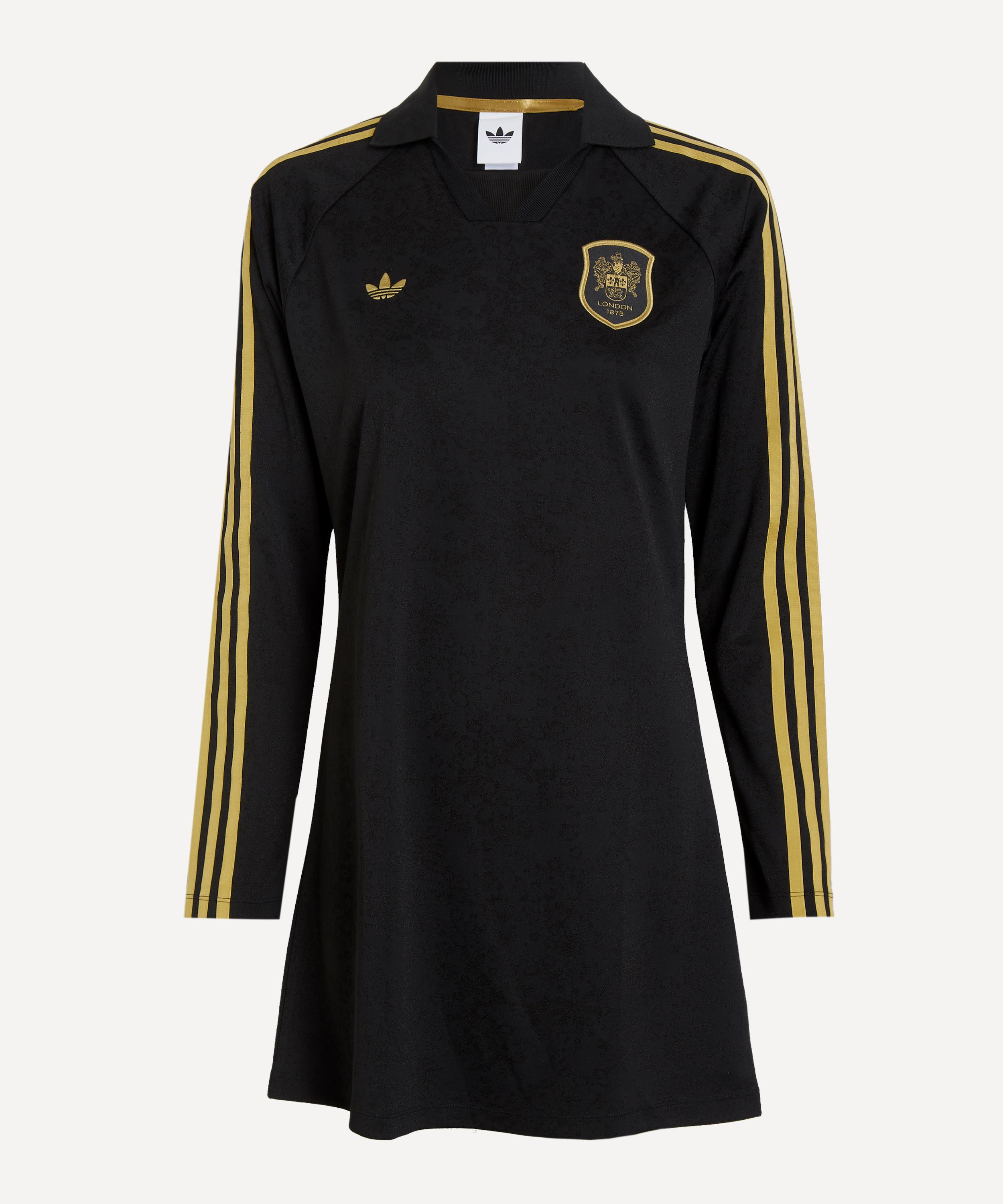 adidas originals x liberty london bodycon 3-stripes maxi dress Black Atria Signature Colors:Forest Green