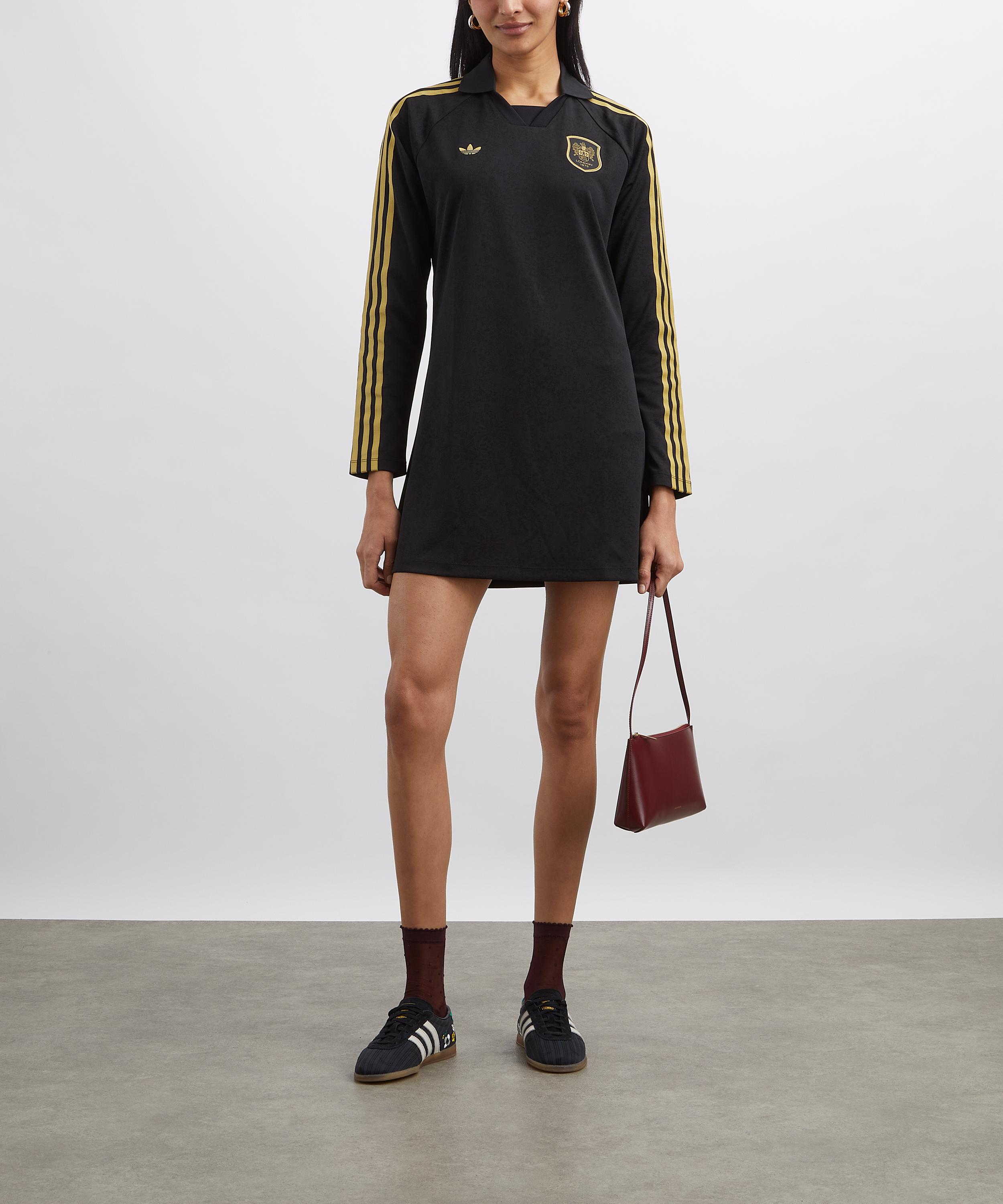 adidas originals x liberty london bodycon 3-stripes maxi dress adidas Originals x Liberty London Bodycon 3-Stripes Maxi Dress - White