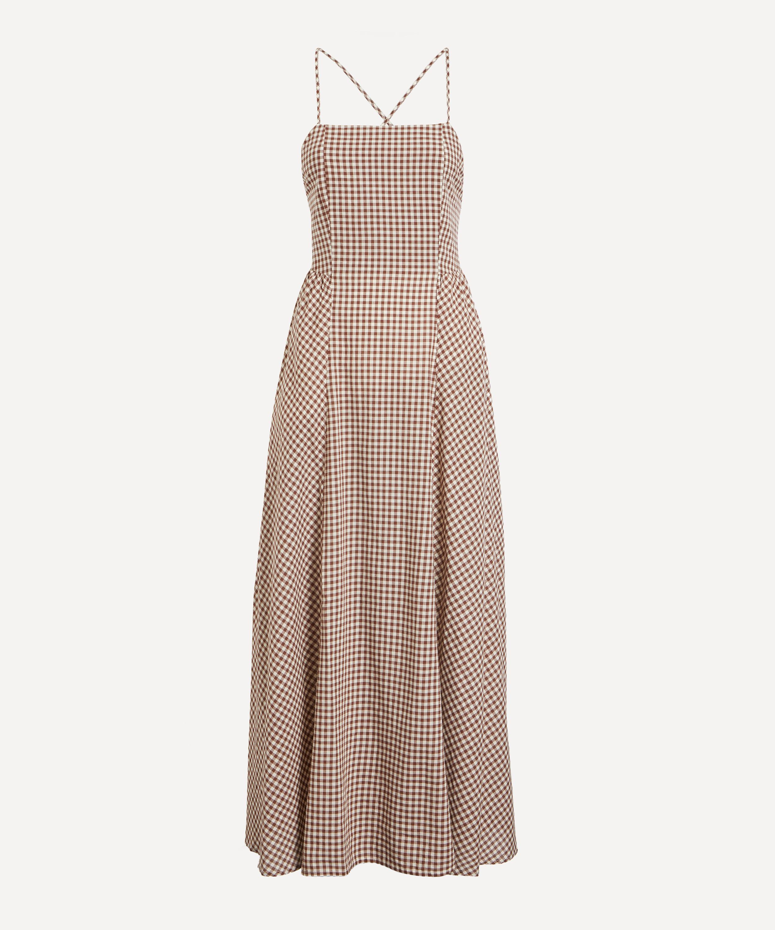 Posse - Callie Petite Mocha Gingham Midi Dress