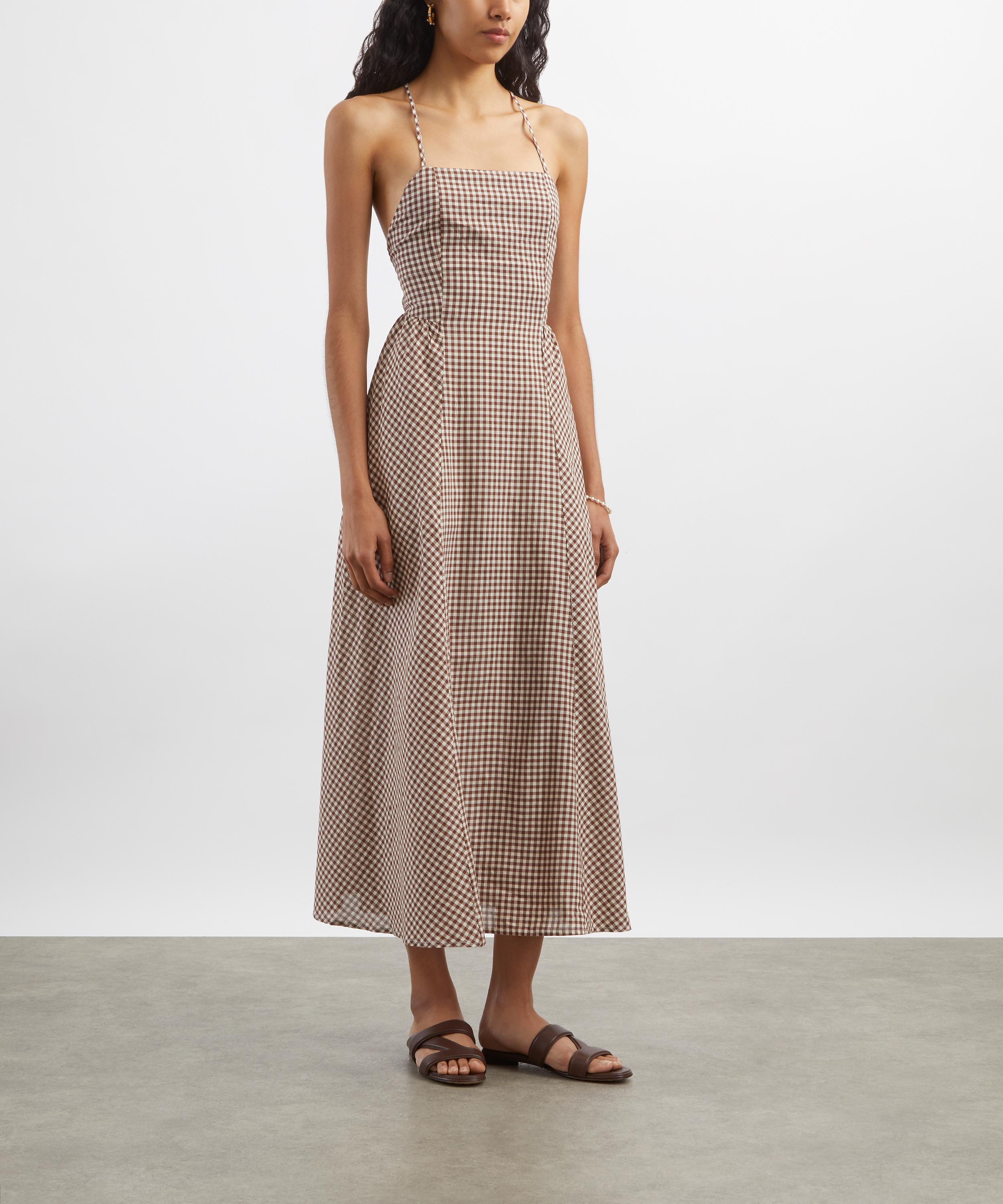 Posse - Callie Petite Mocha Gingham Midi Dress image number 2