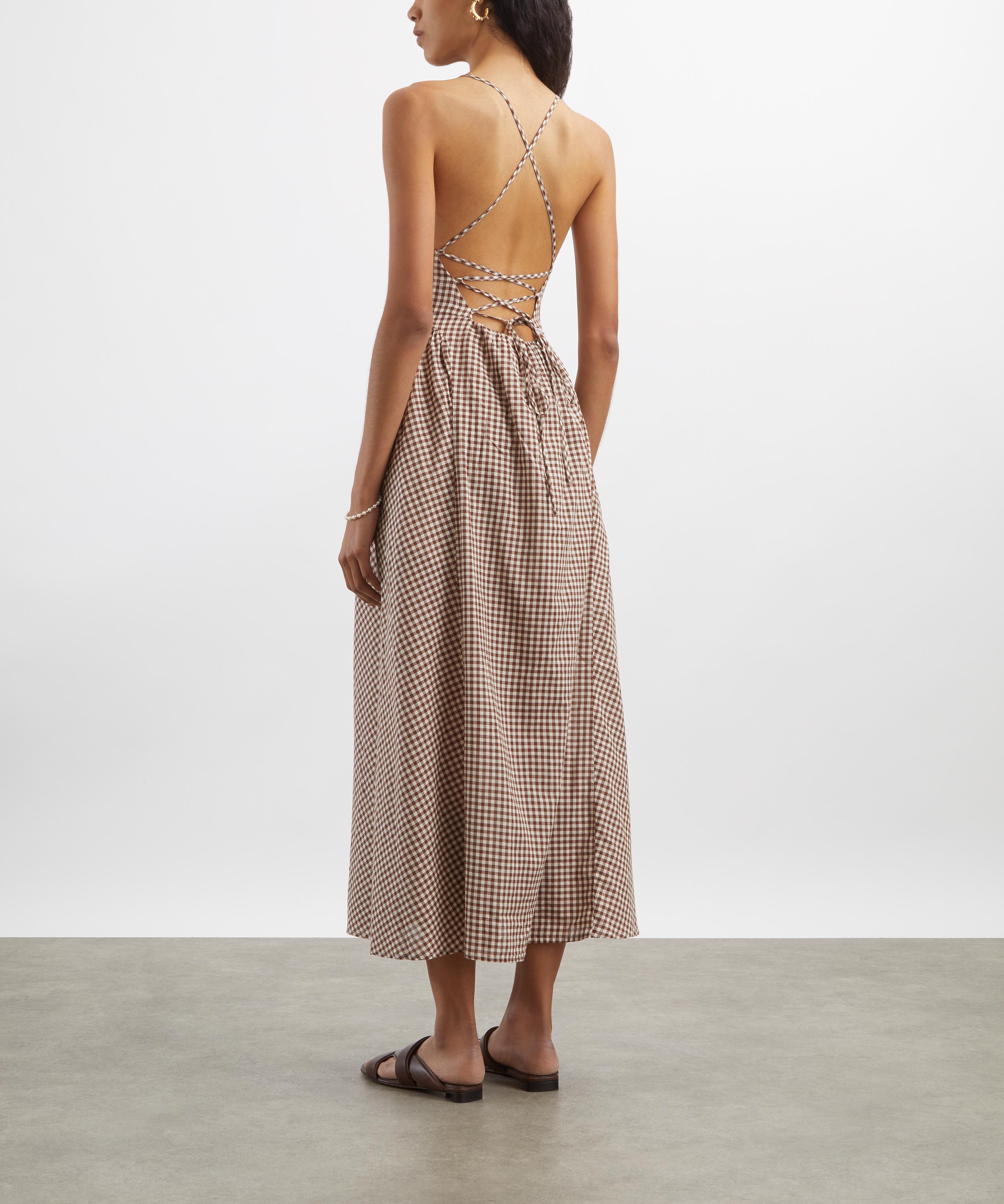 Posse - Callie Petite Mocha Gingham Midi Dress image number 3
