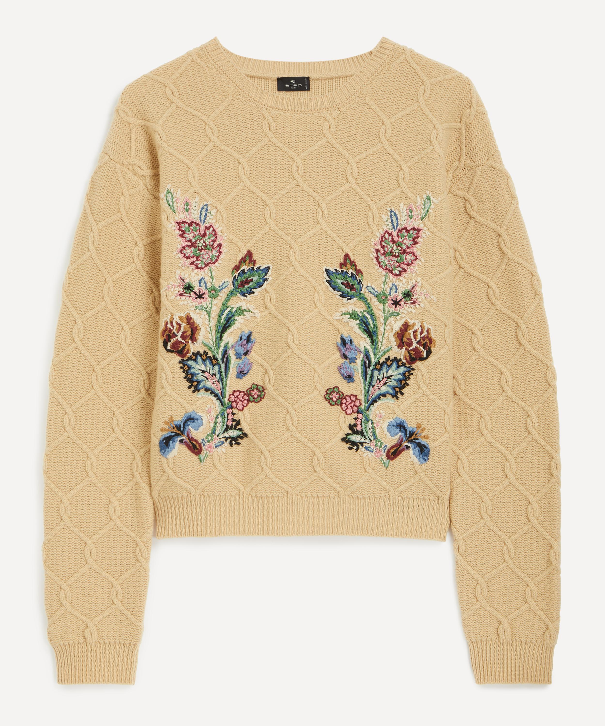 Etro - Wool-Cashmere Floral Embroidered Jumper