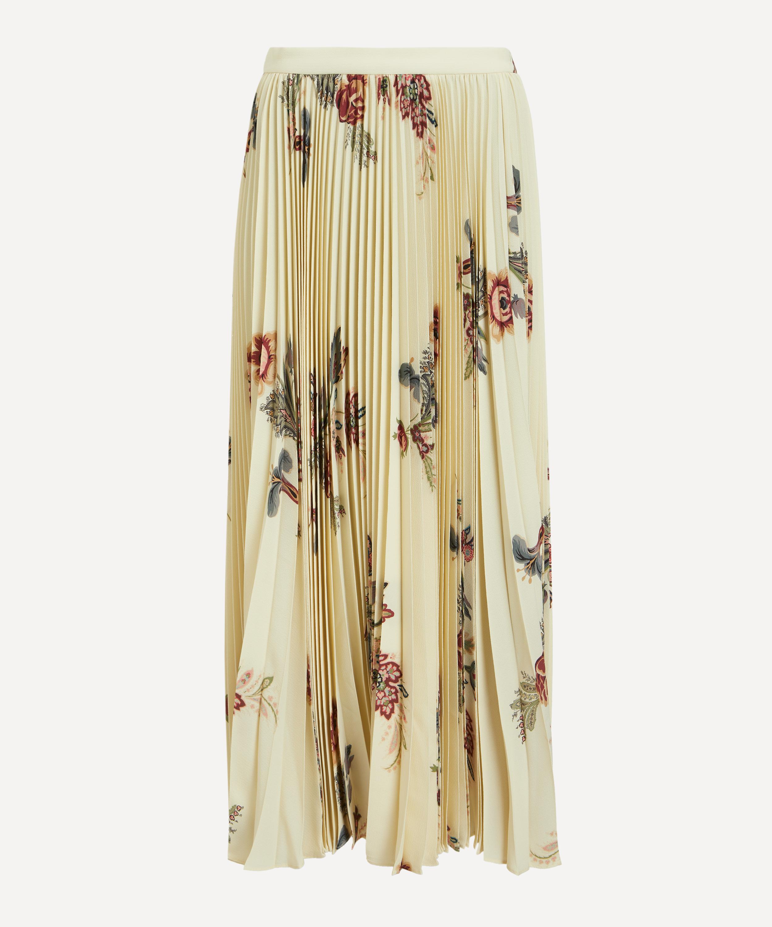 Etro - Floral Pleated Sable Midi Skirt