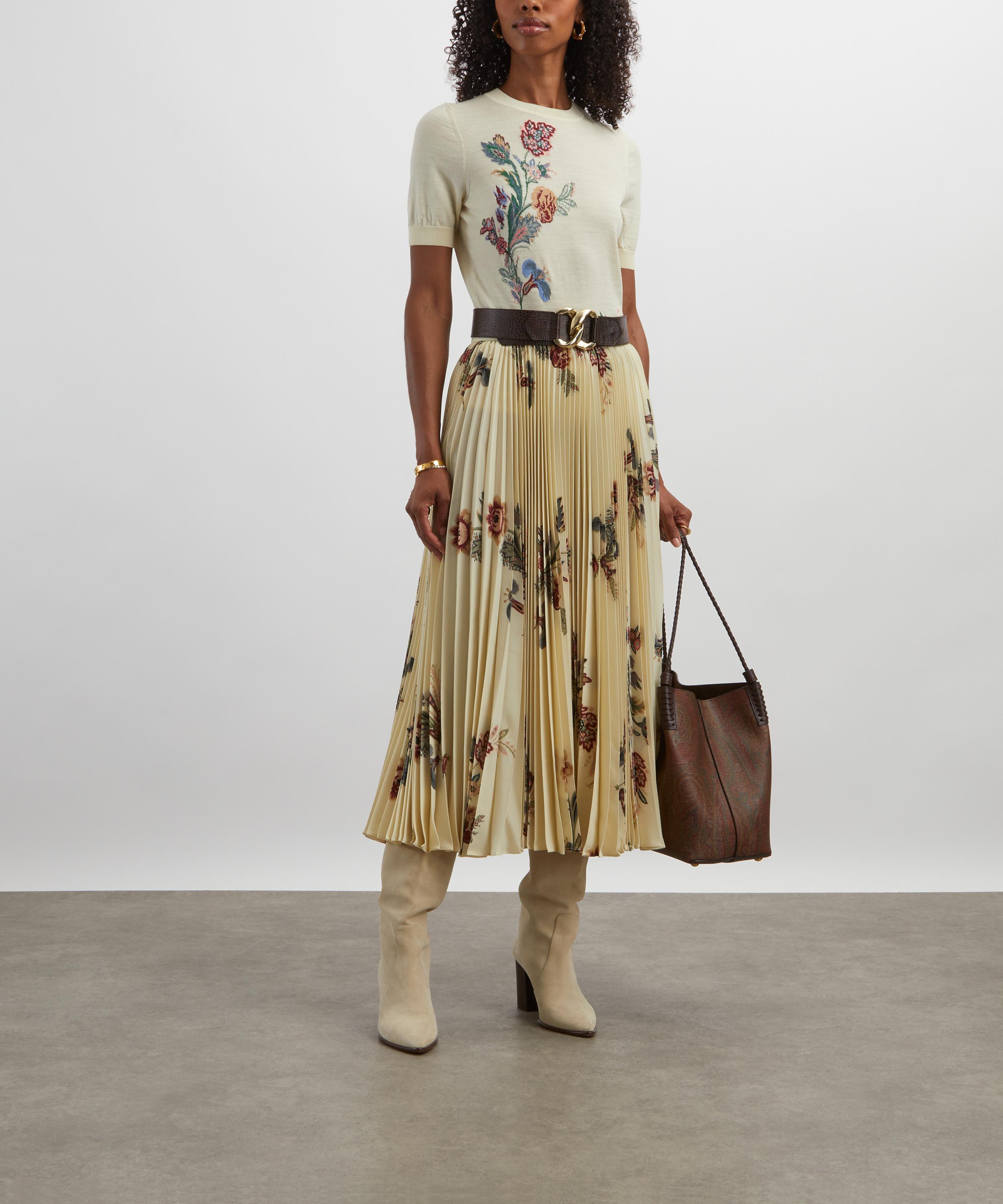 Etro - Floral Pleated Sable Midi Skirt image number 1