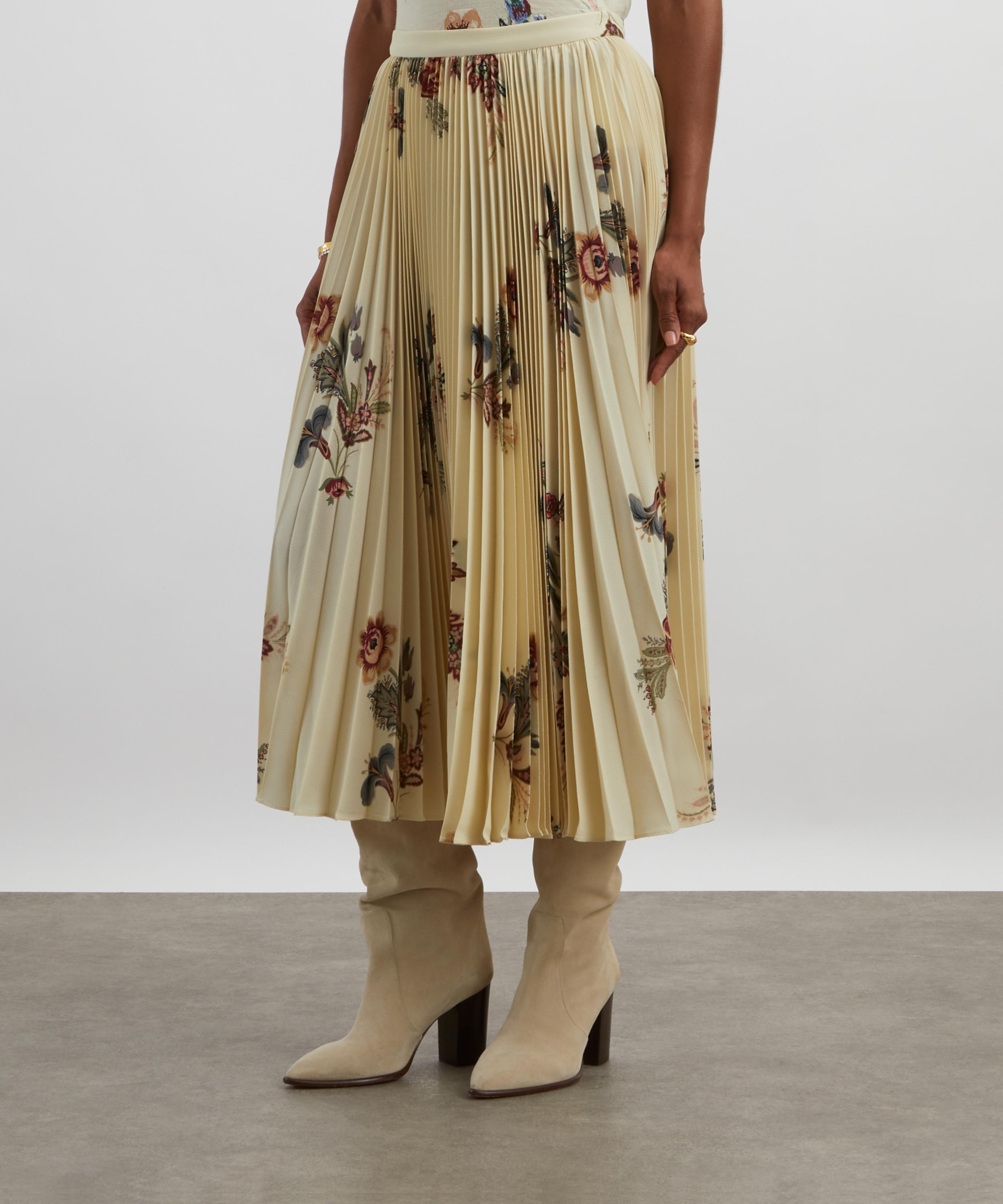 Etro - Floral Pleated Sable Midi Skirt image number 2