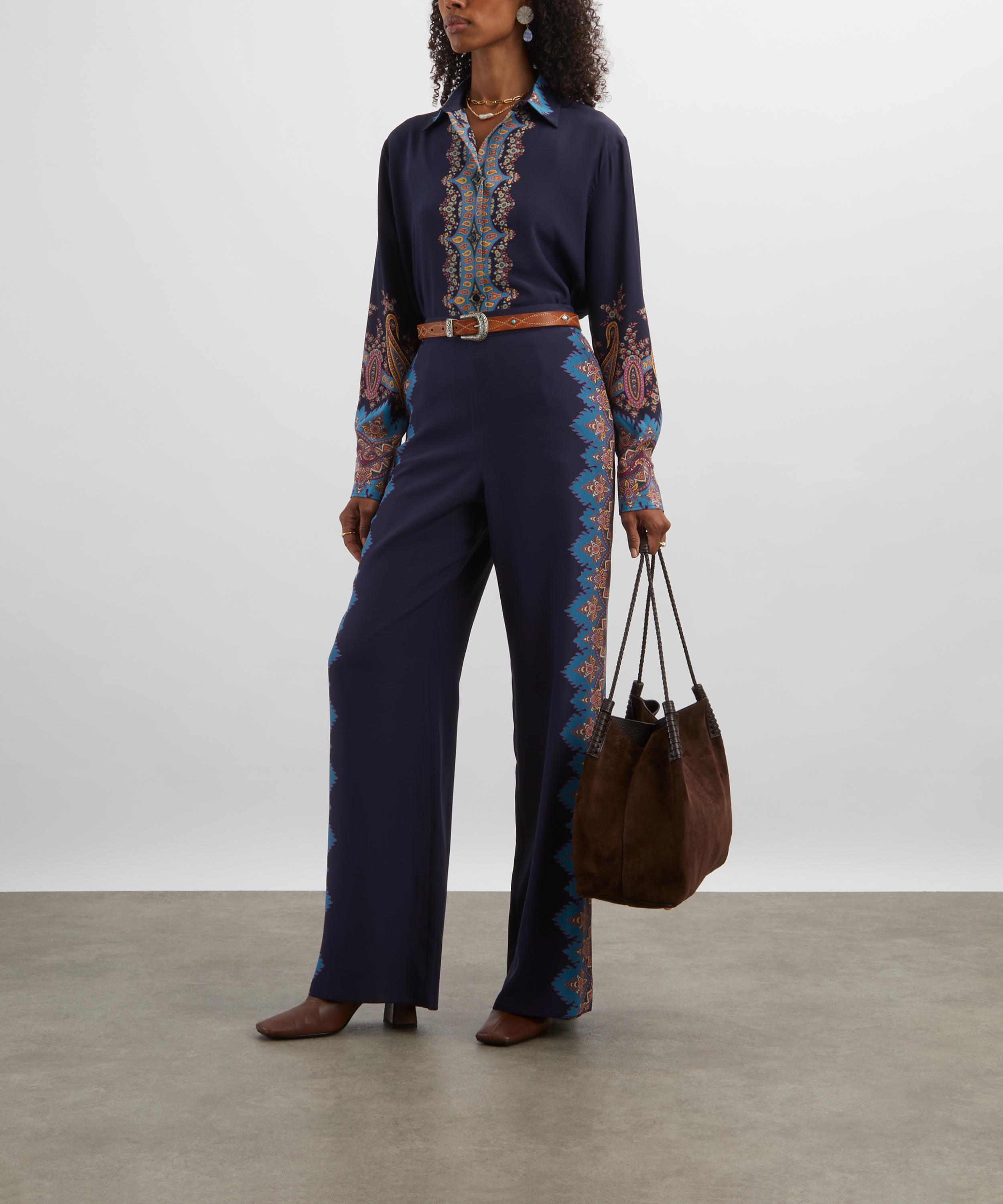 Etro - Navy Placed Paisley Silk Shirt image number 1