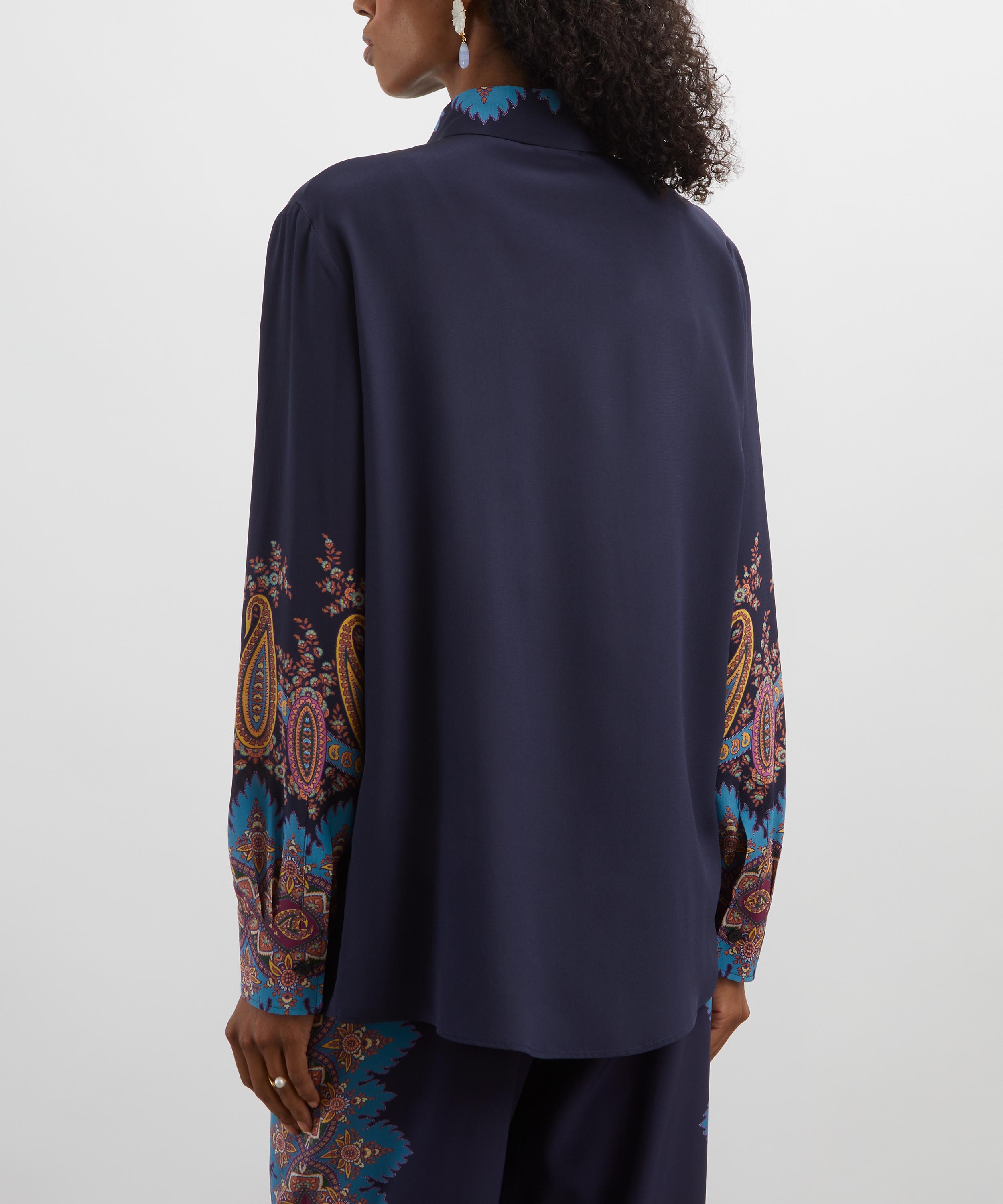Etro - Navy Placed Paisley Silk Shirt image number 3