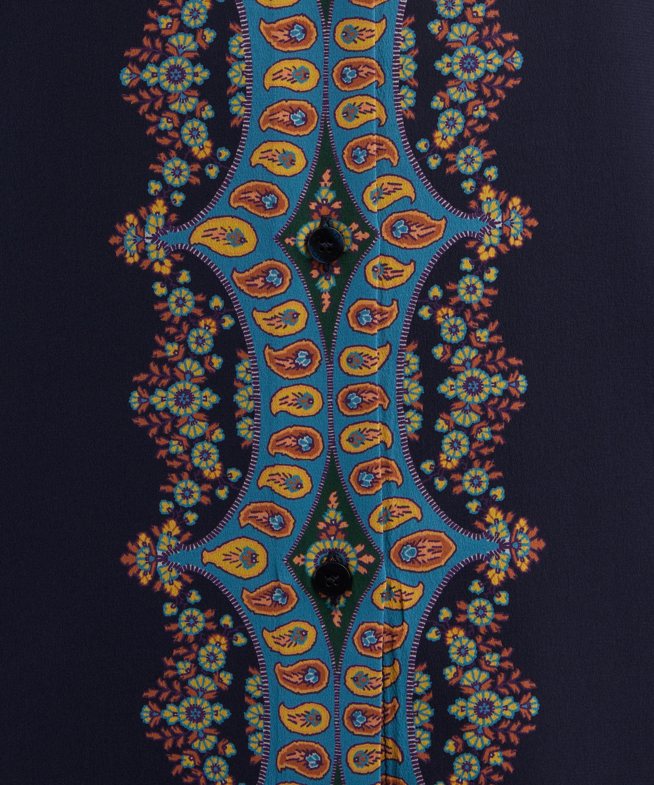 Etro - Navy Placed Paisley Silk Shirt image number 4
