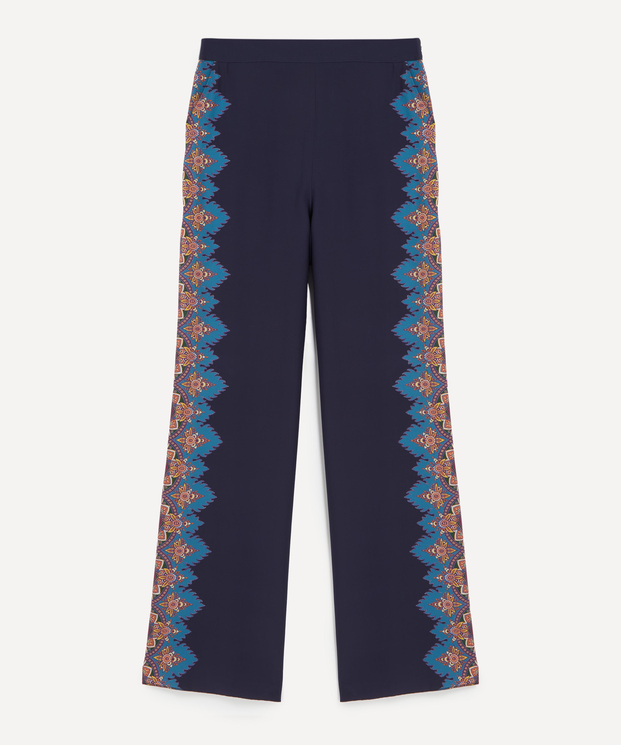 Etro - Navy Paisley Silk Trousers image number 0
