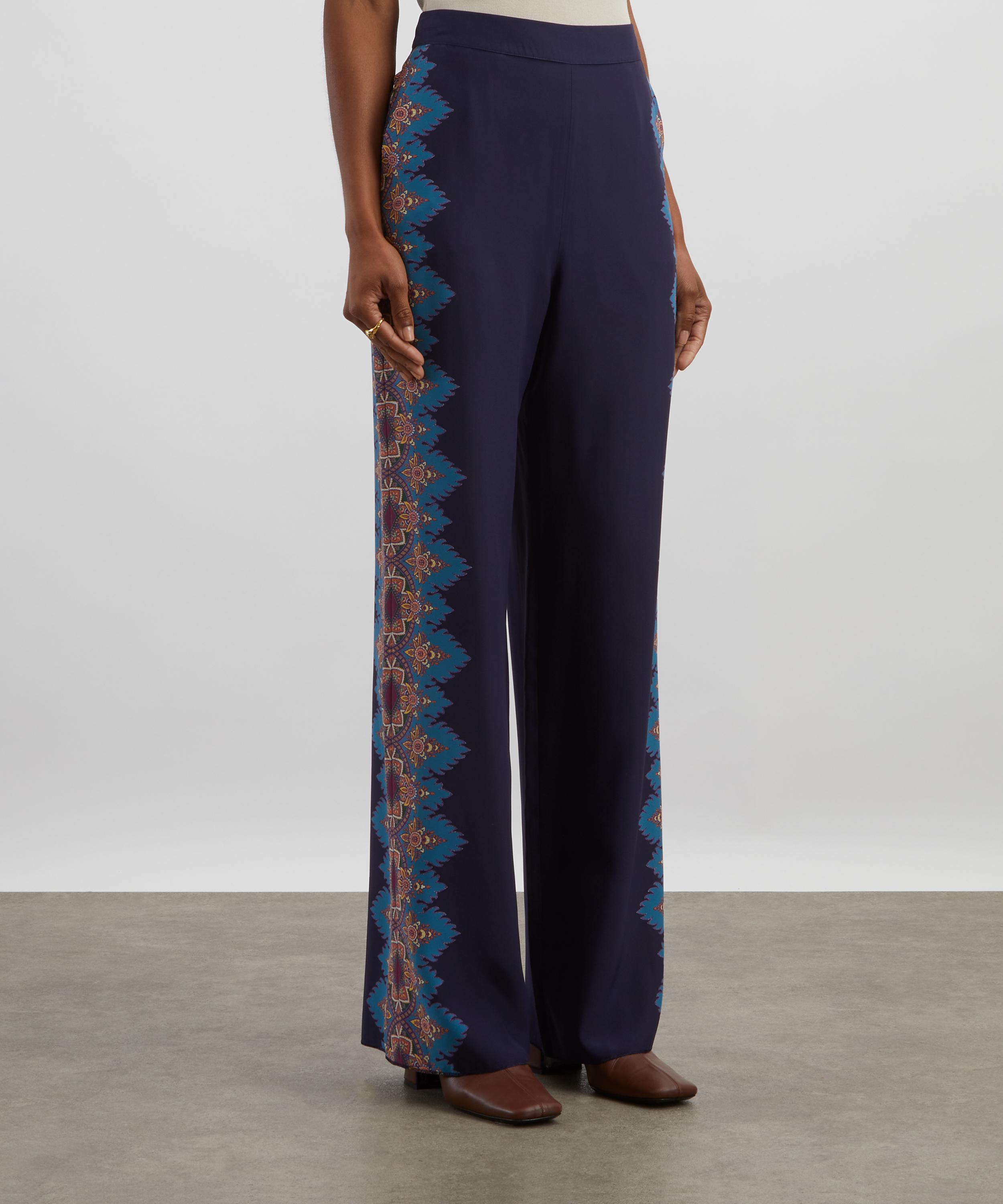 Etro - Navy Paisley Silk Trousers image number 2