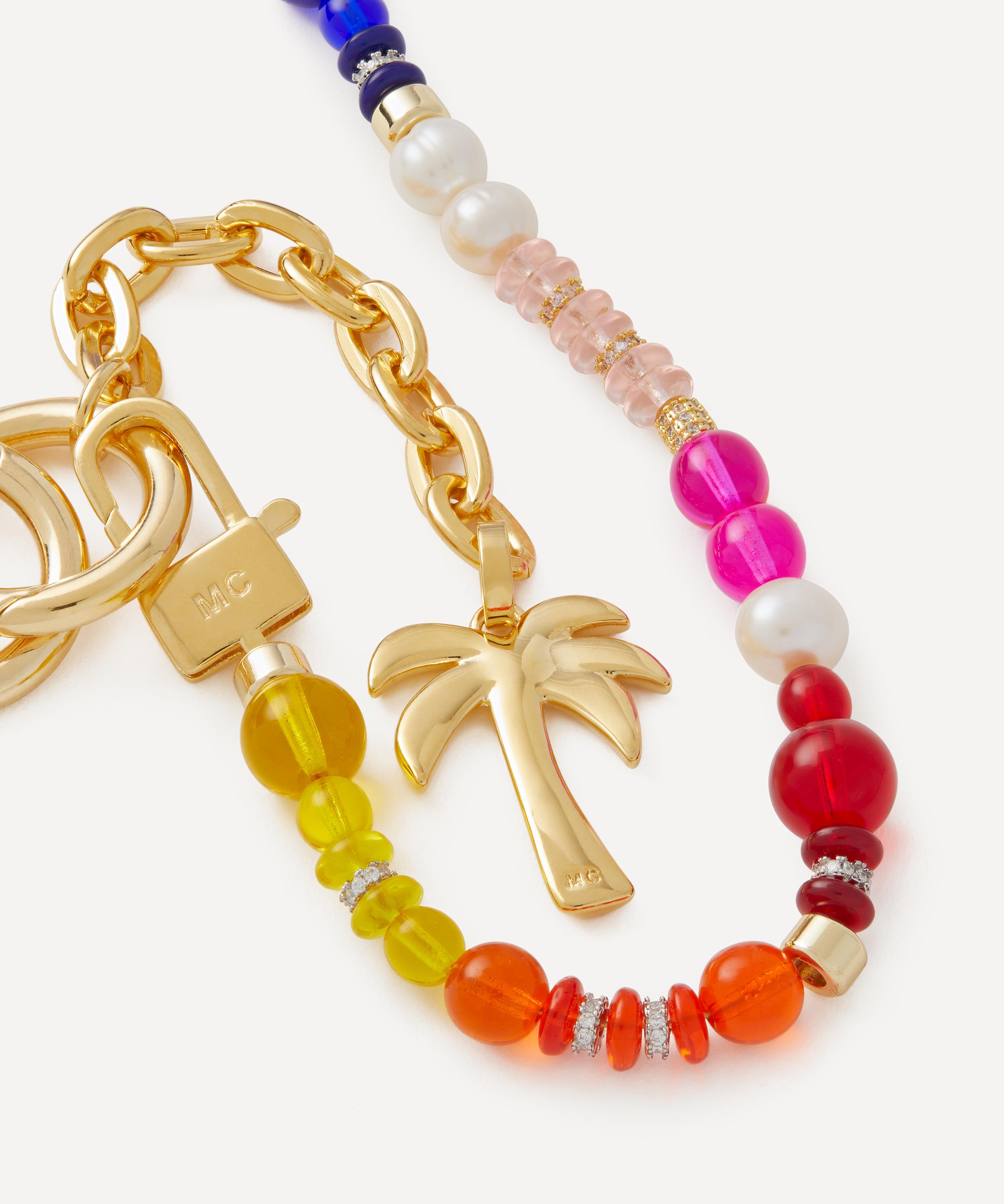 Martha Calvo - 14ct Gold-plated Tropics Palm Tree Beaded Bag Charm image number 1