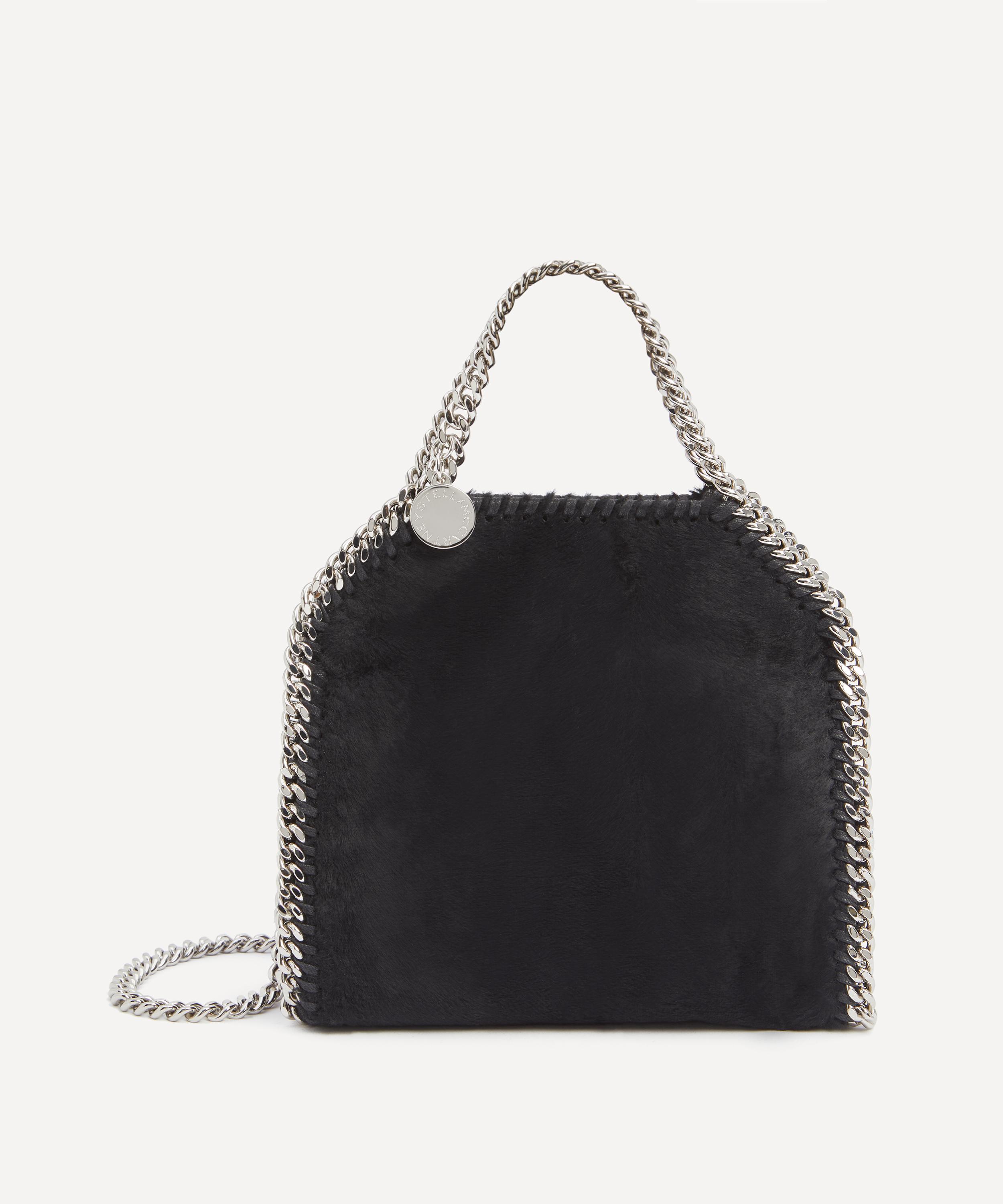Stella McCartney - Black Velvet Falabella Tiny Tote Bag