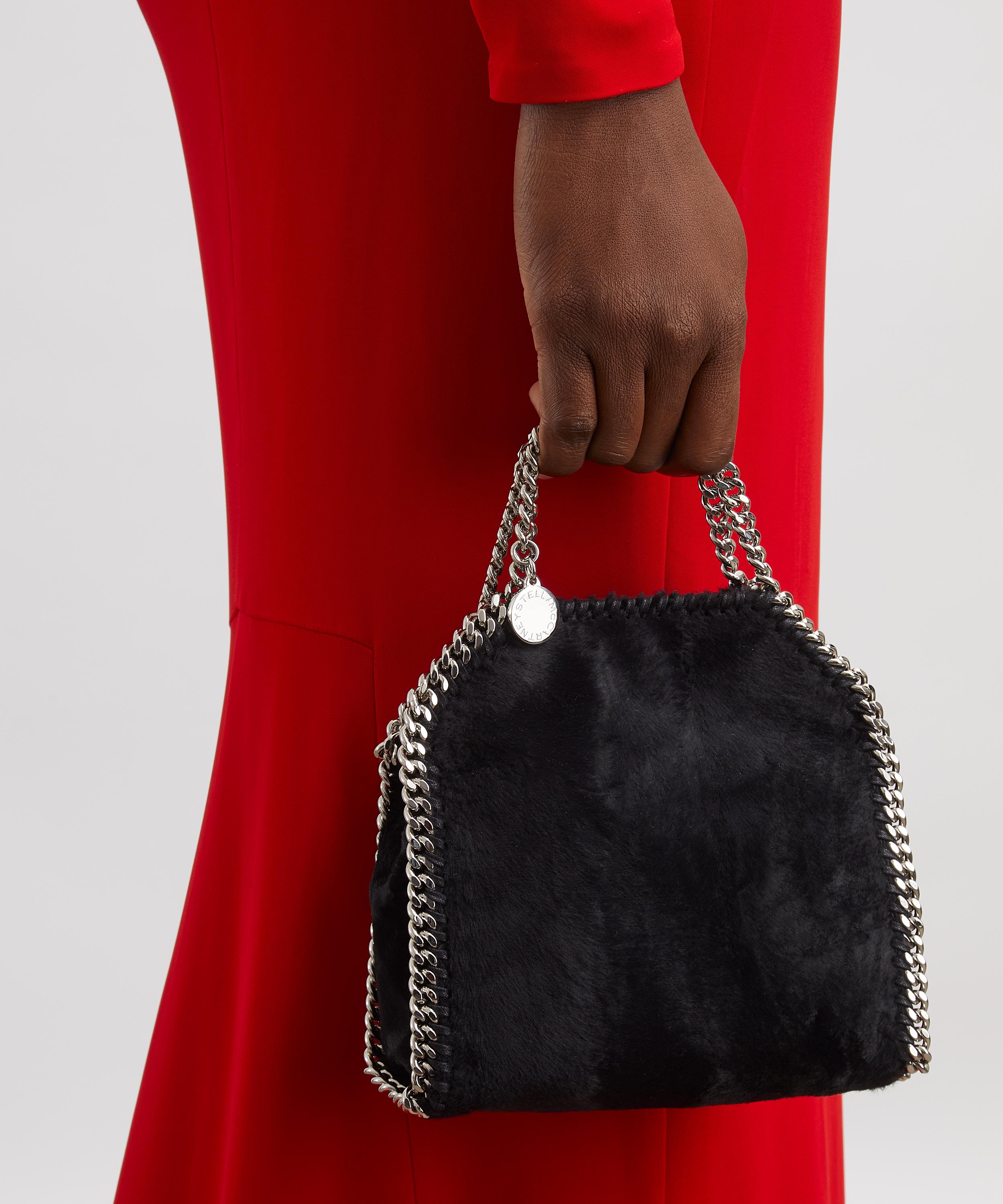 Stella McCartney - Black Velvet Falabella Tiny Tote Bag image number 1