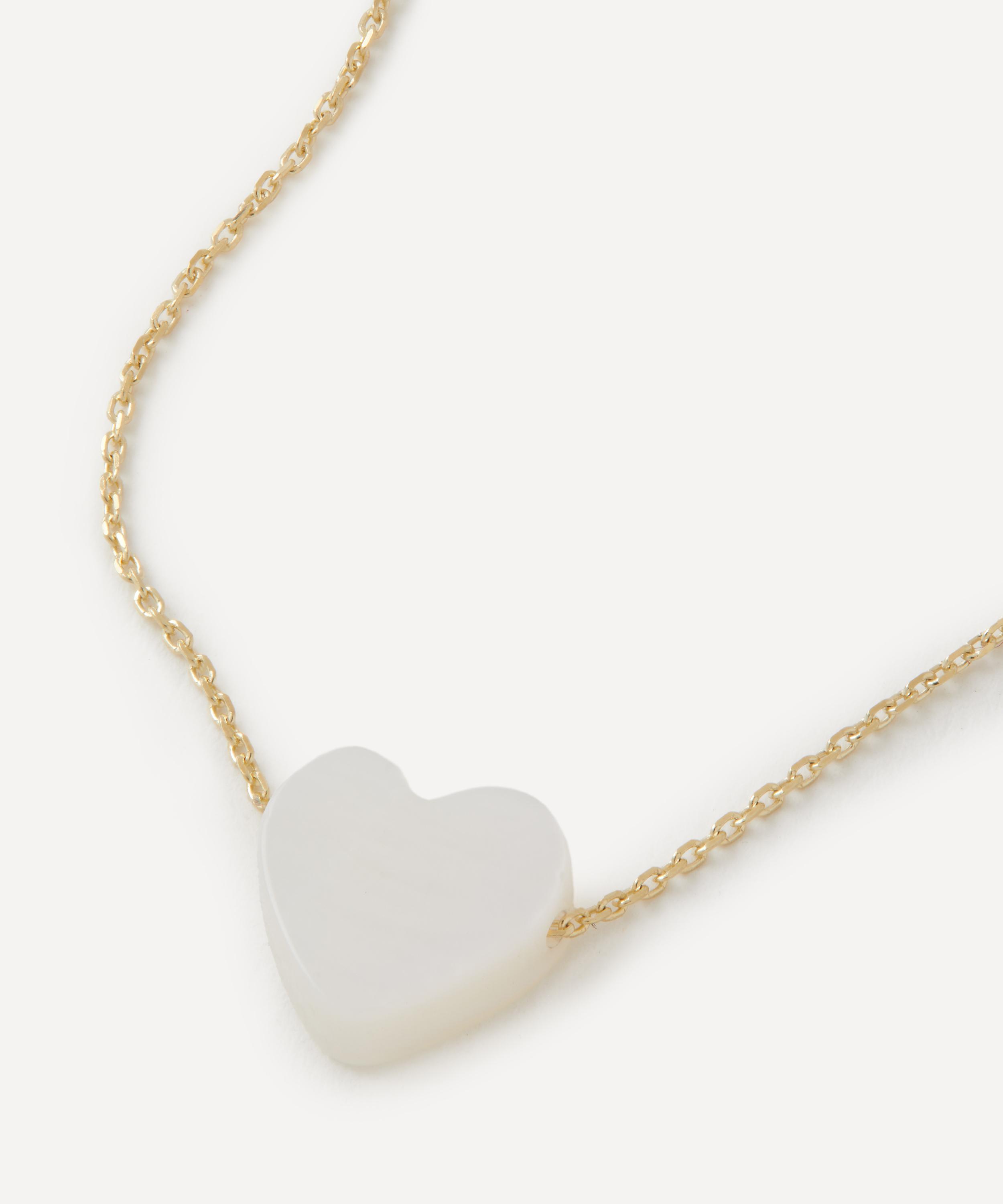 AURUM + GREY - 9ct Gold Mother of Pearl Sweet Heart Chain Necklace