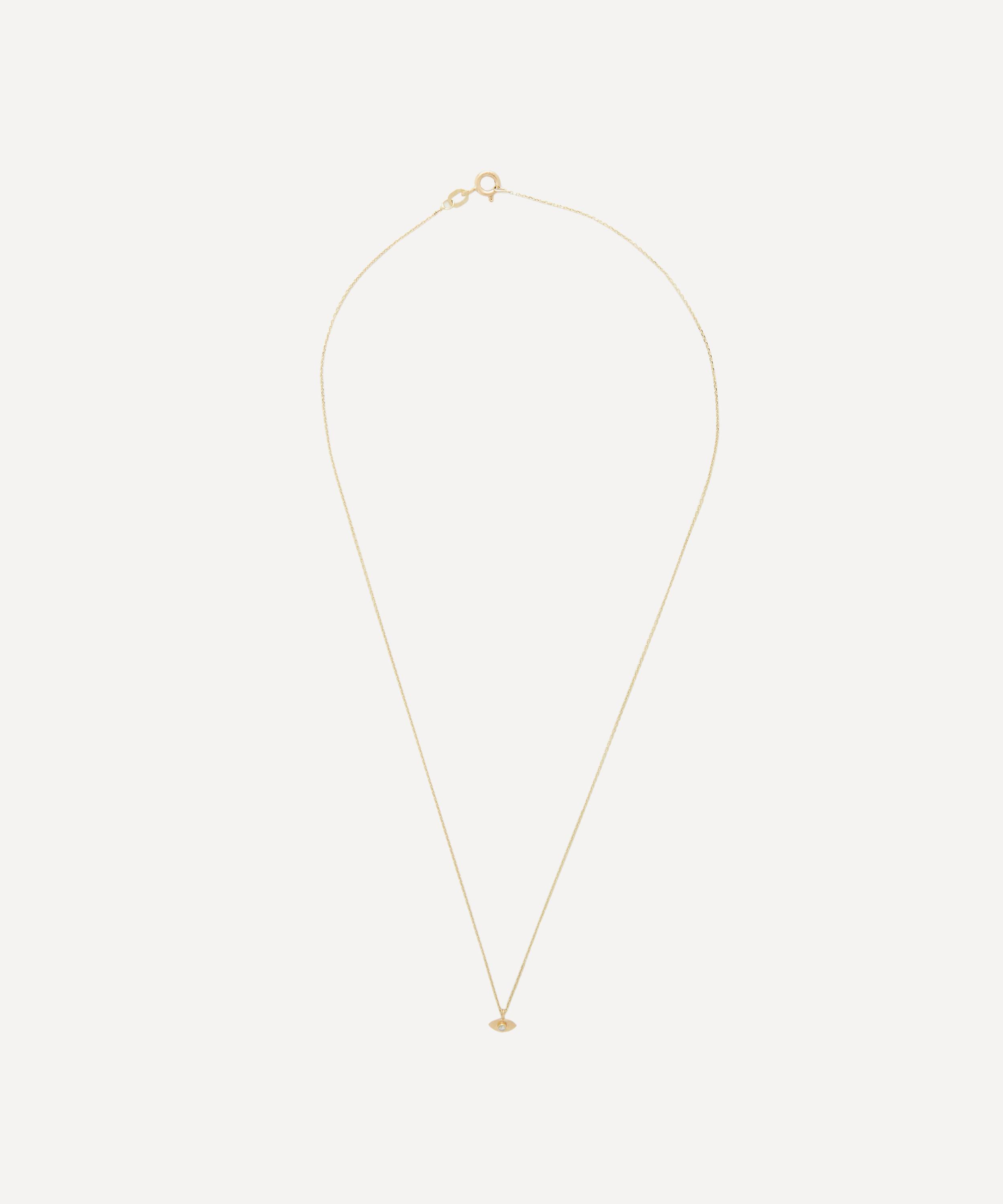 AURUM + GREY - 9ct Gold Evil Eye Talisman Diamond Chain Necklace