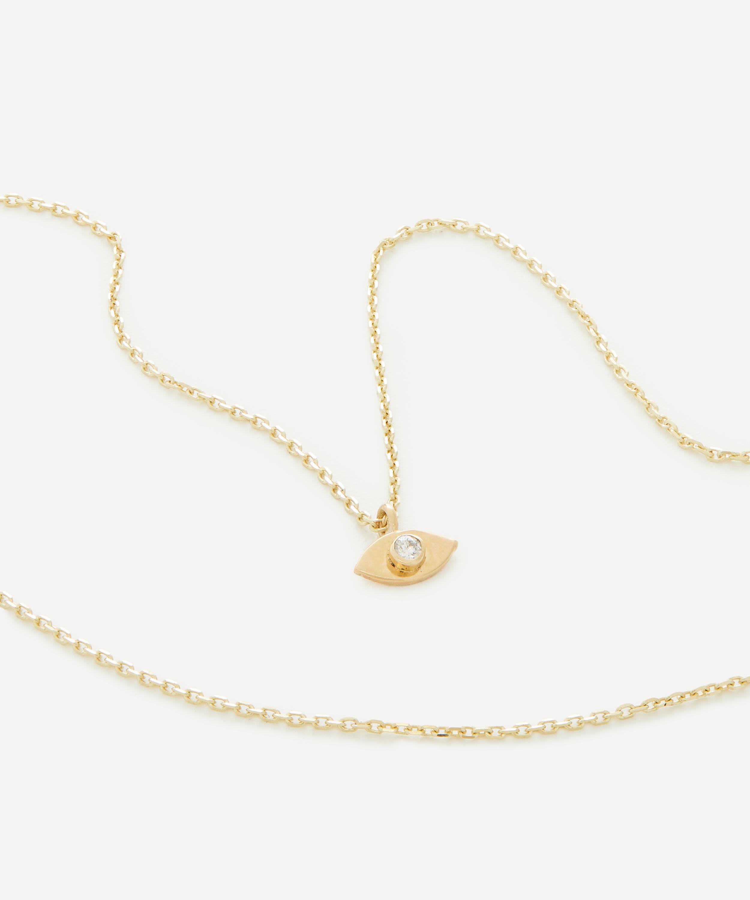 AURUM + GREY - 9ct Gold Evil Eye Talisman Diamond Chain Necklace image number 1