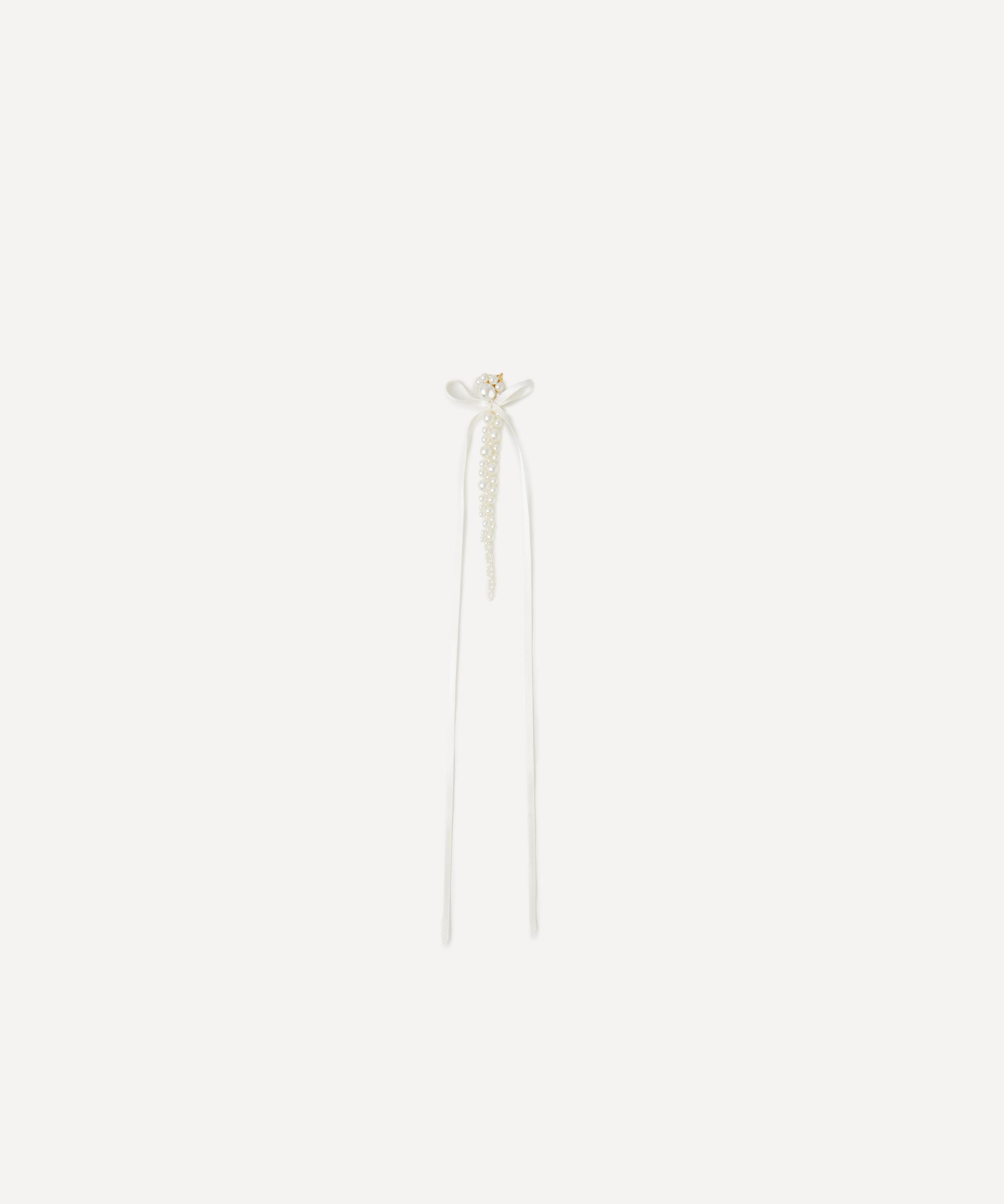 Simone Rocha - Slim Bow Ribbon Pearl Drop Earrings