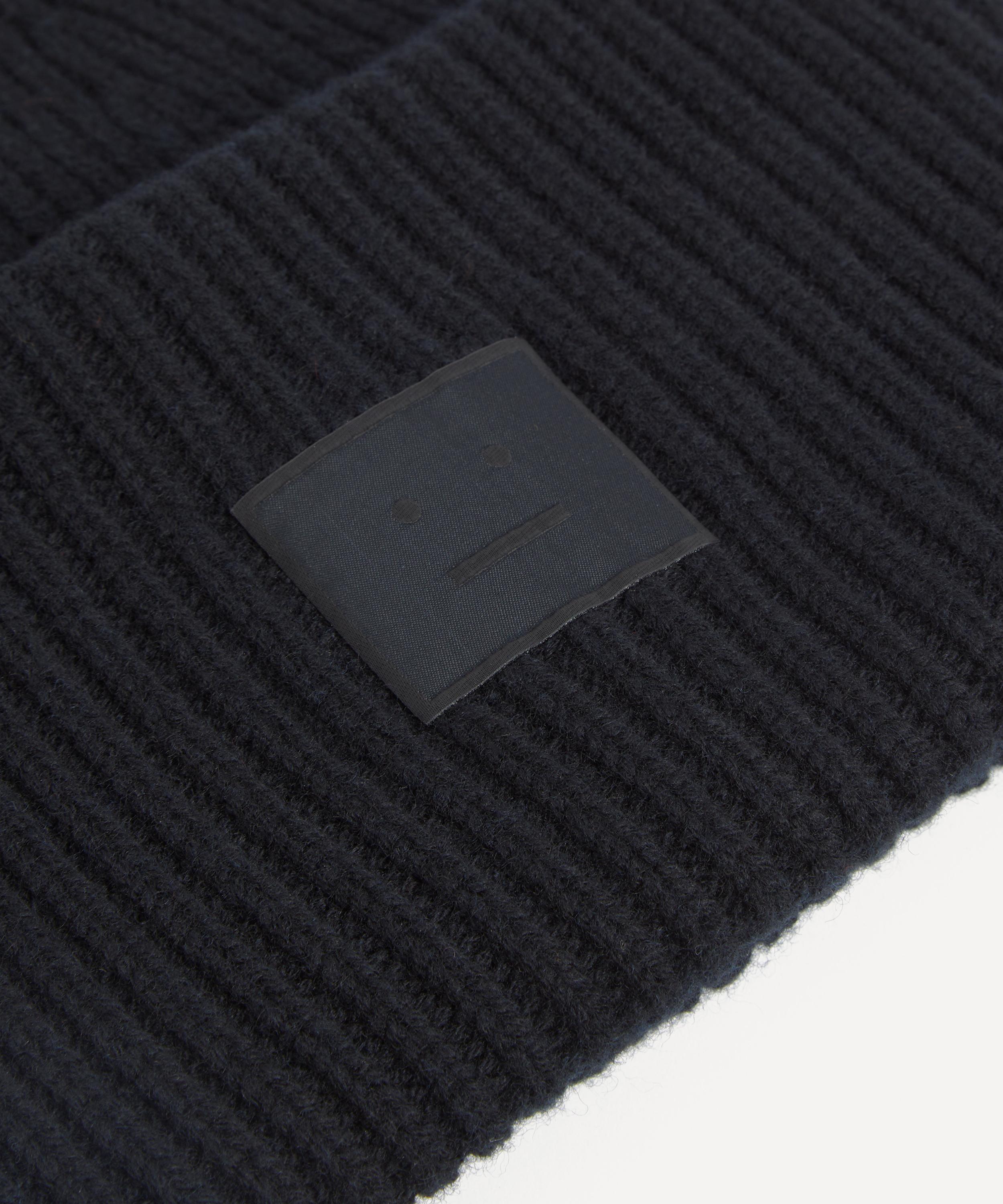 Acne Studios - Large Face Logo Ribbed Beanie Hat image number 2