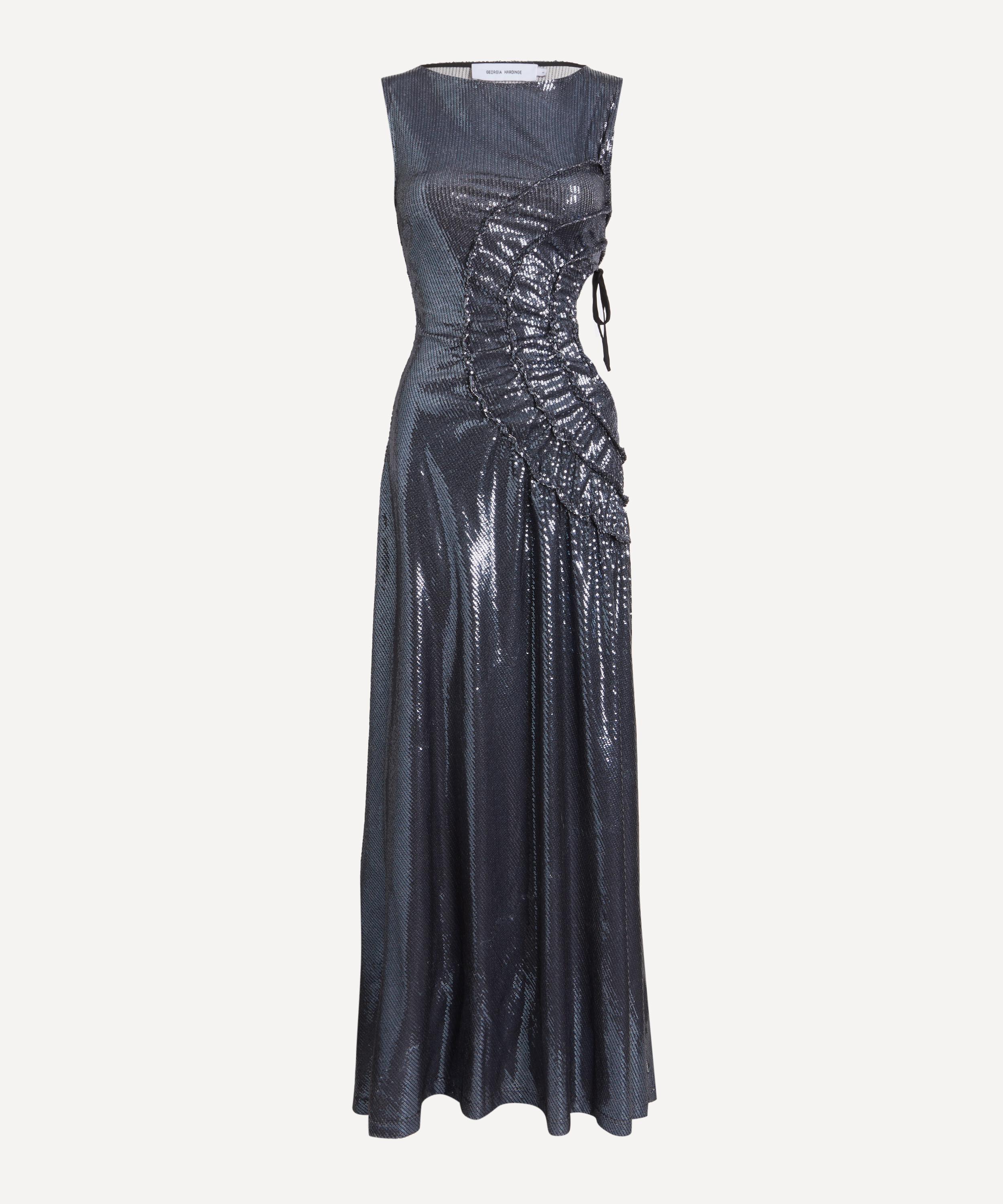 Georgia Hardinge - Black Sequin Scope Floor-Length Dress
