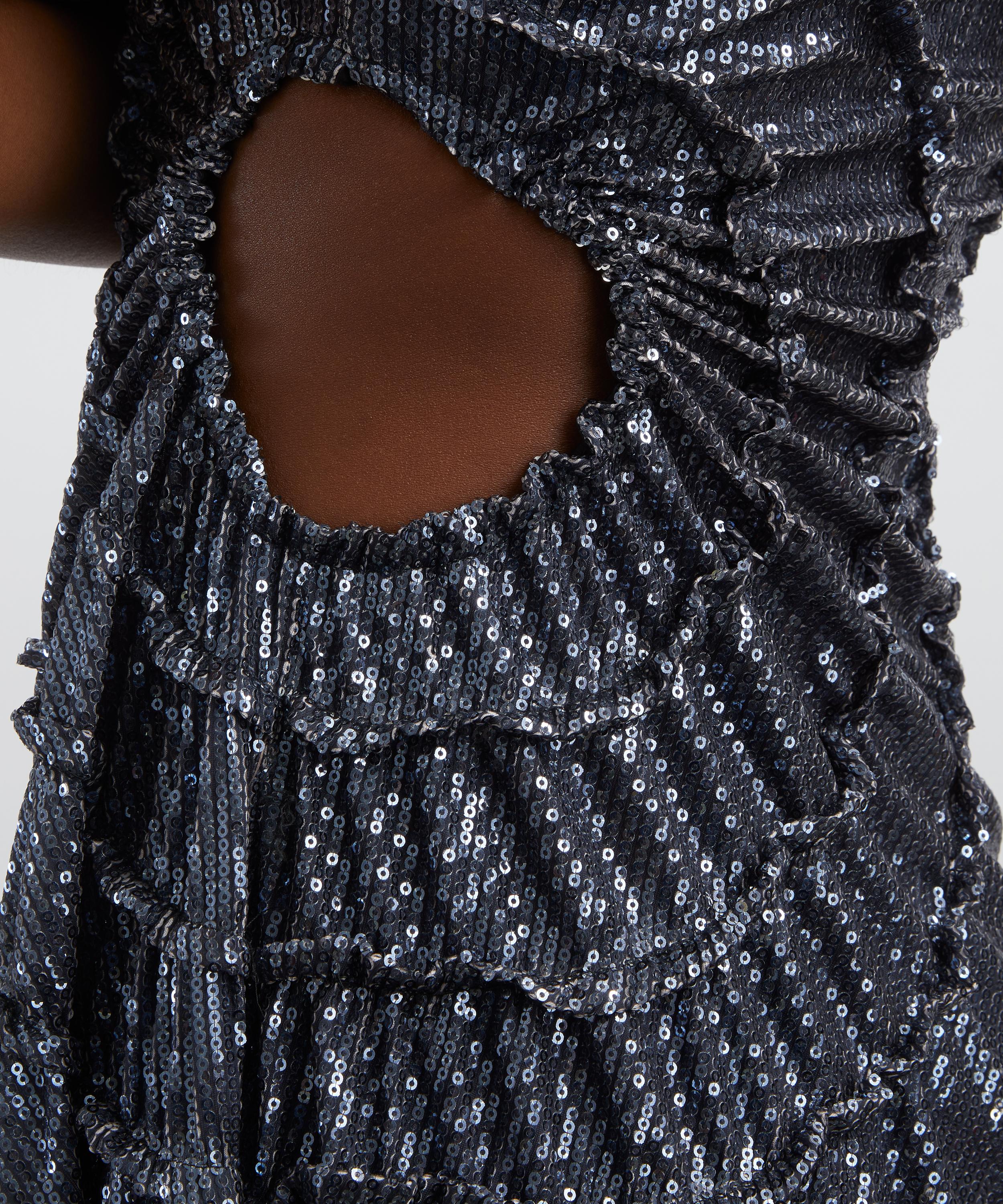 Georgia Hardinge - Black Sequin Scope Floor-Length Dress image number 4