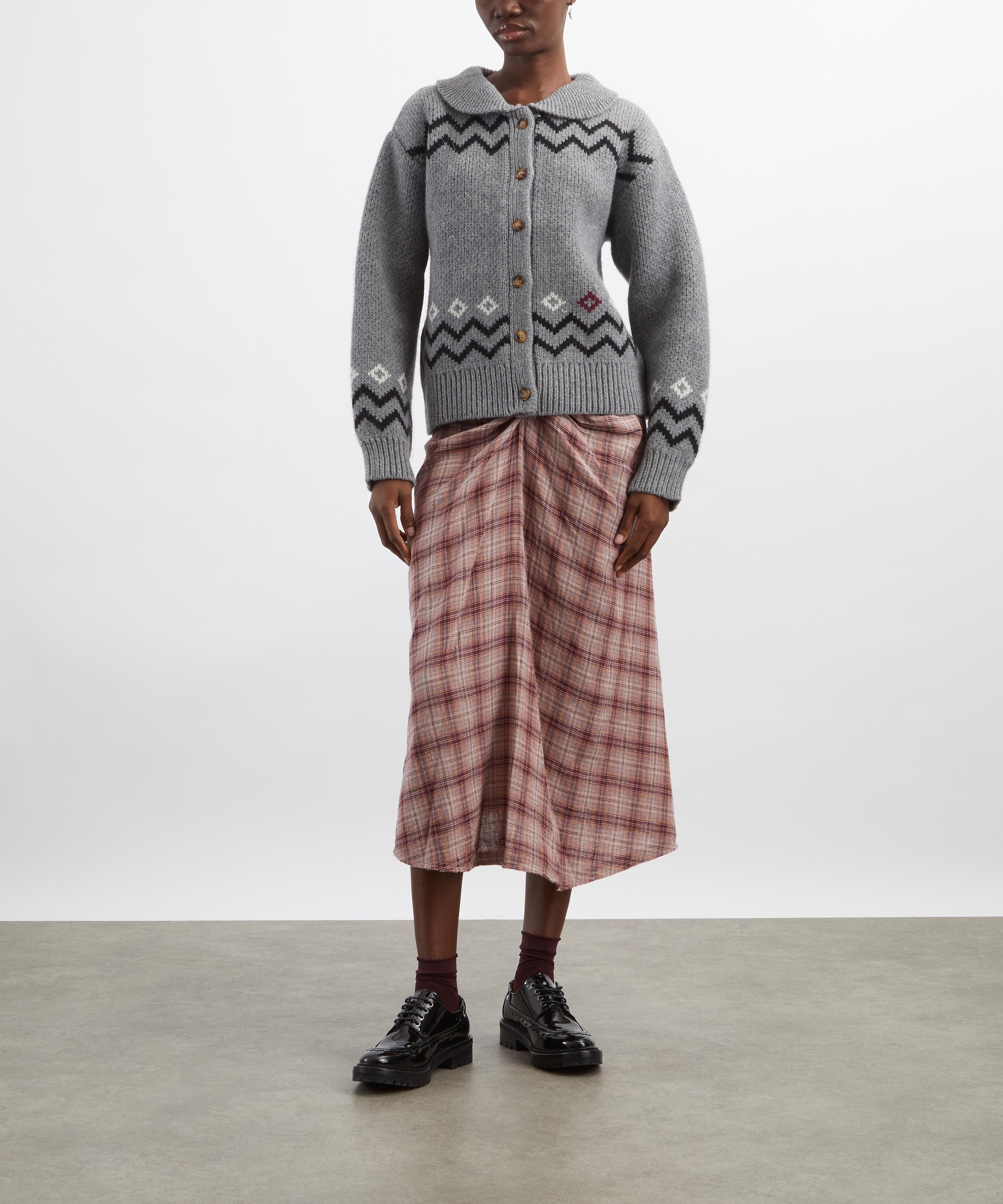 Damson Madder - Cecily Collar Lambswool Bunny Intarsia Cardigan image number 1