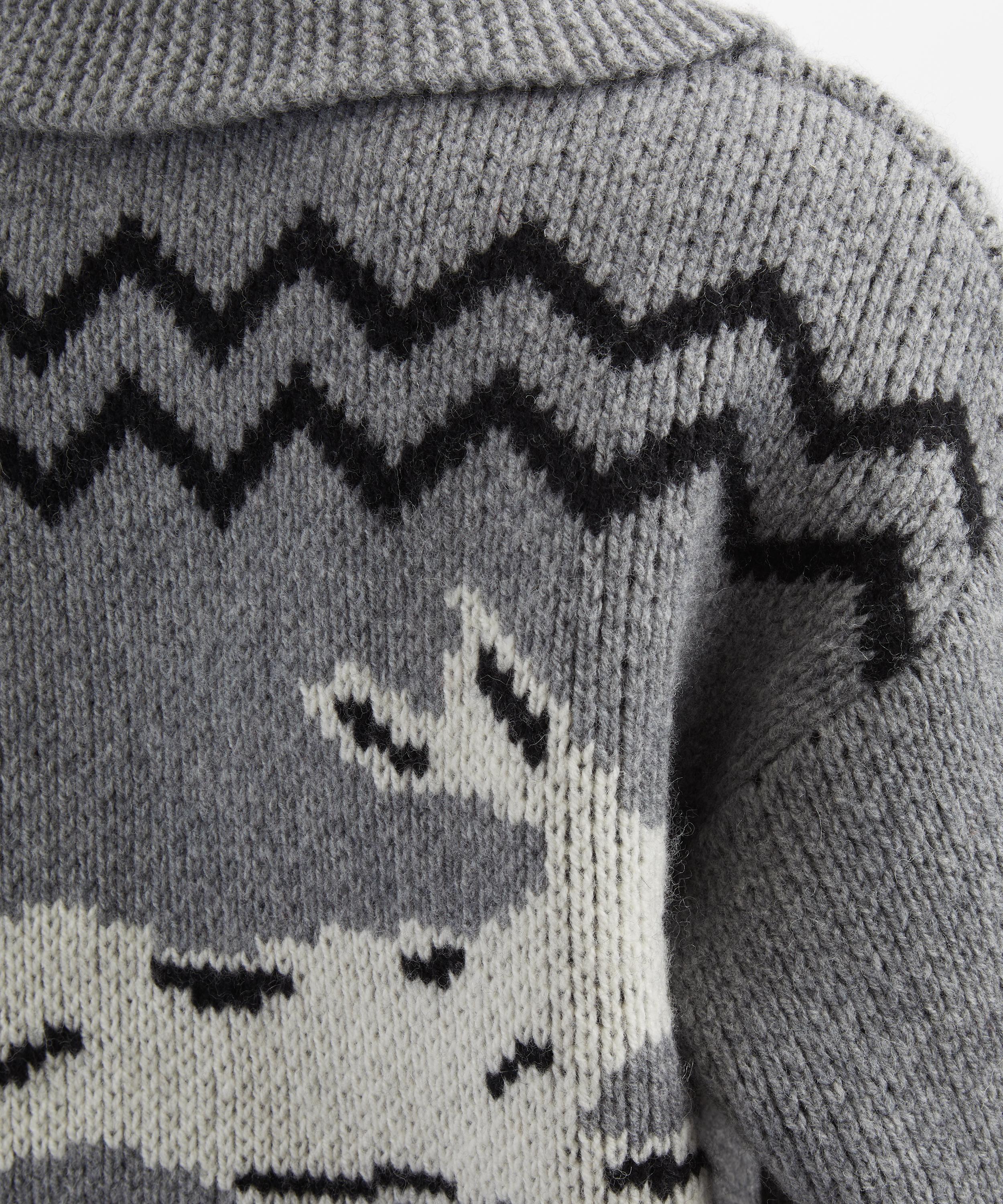 Damson Madder - Cecily Collar Lambswool Bunny Intarsia Cardigan image number 4