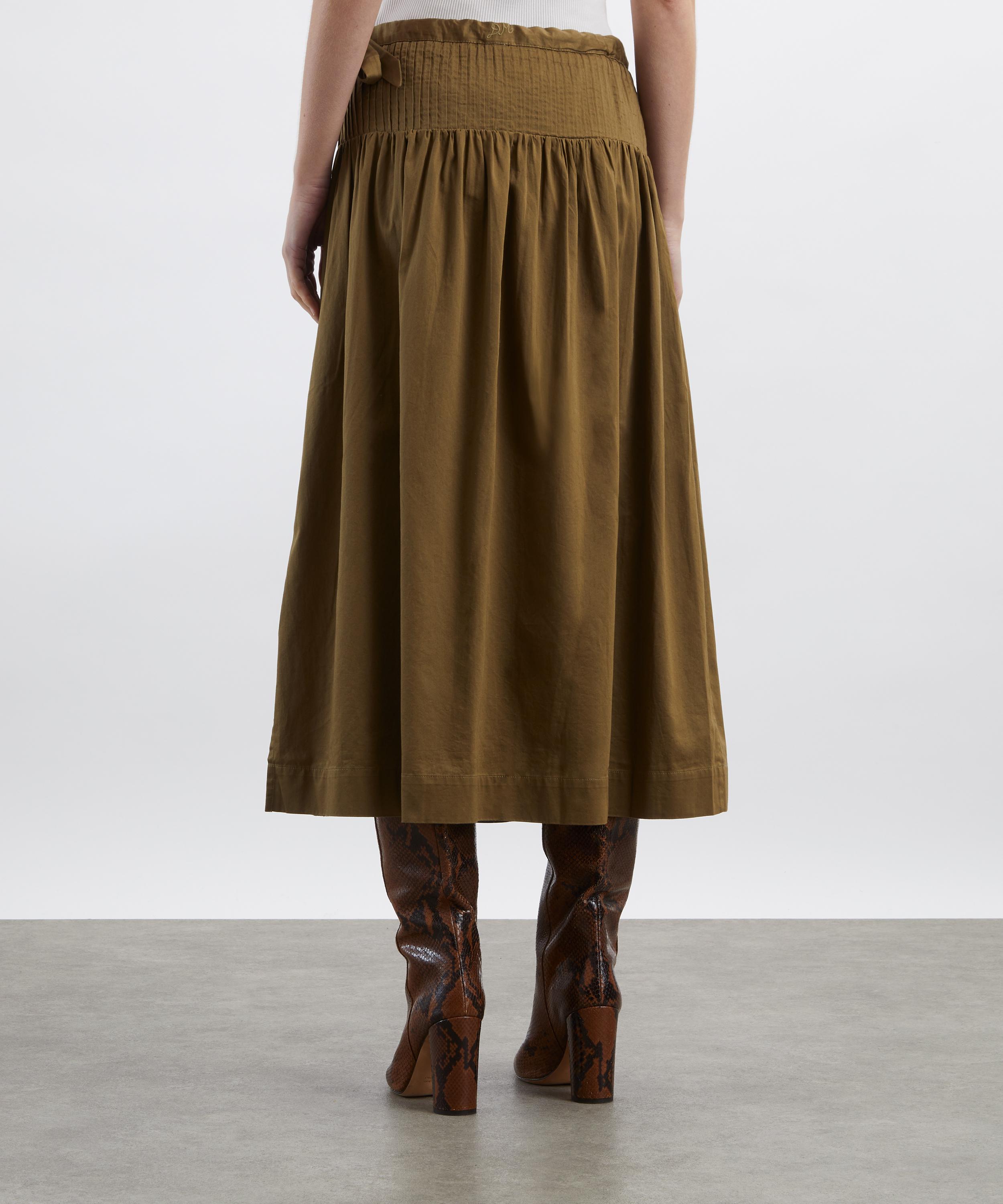 Damson Madder - Josie Olive Cotton Satin Midi Skirt image number 3