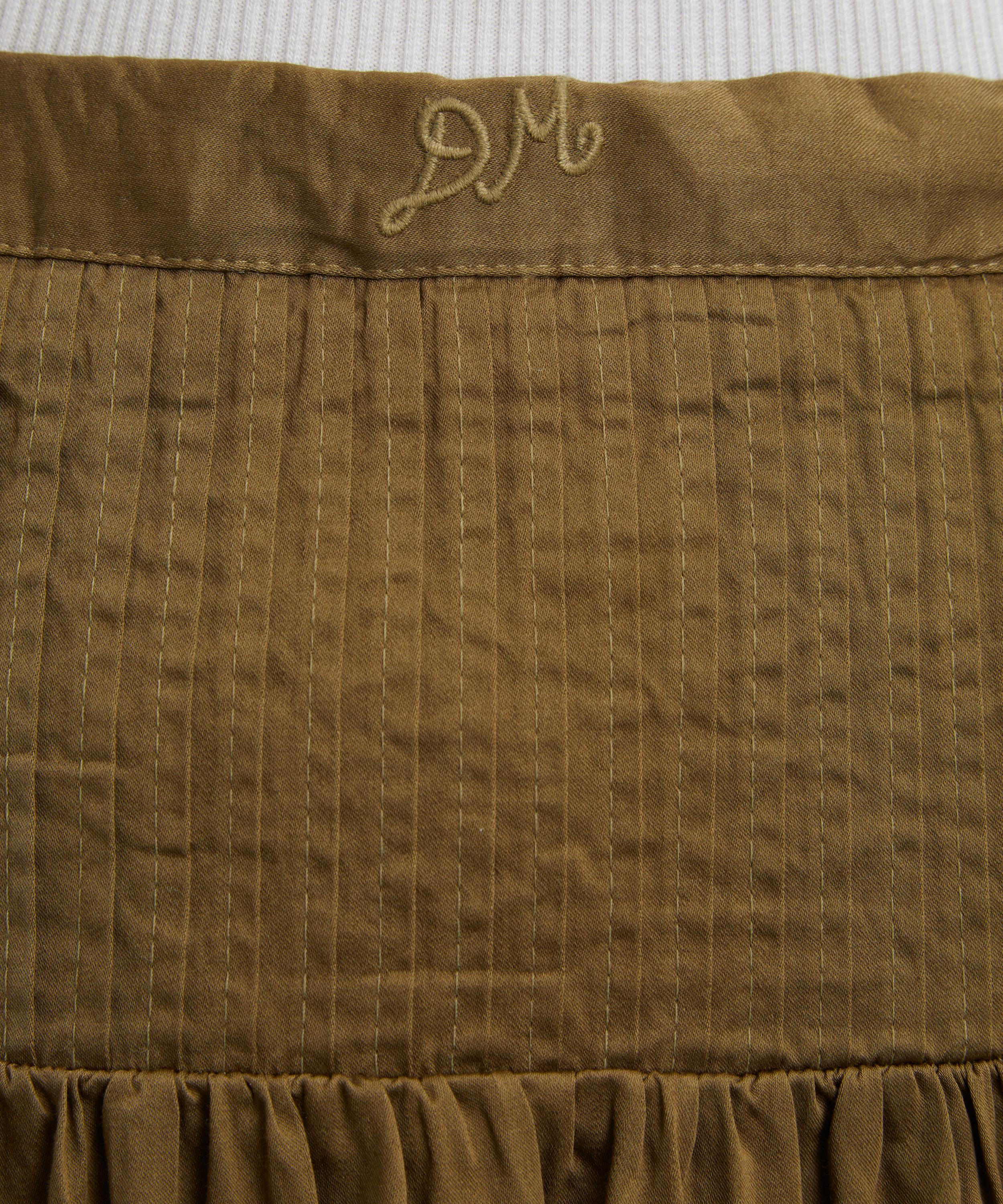 Damson Madder - Josie Olive Cotton Satin Midi Skirt image number 4
