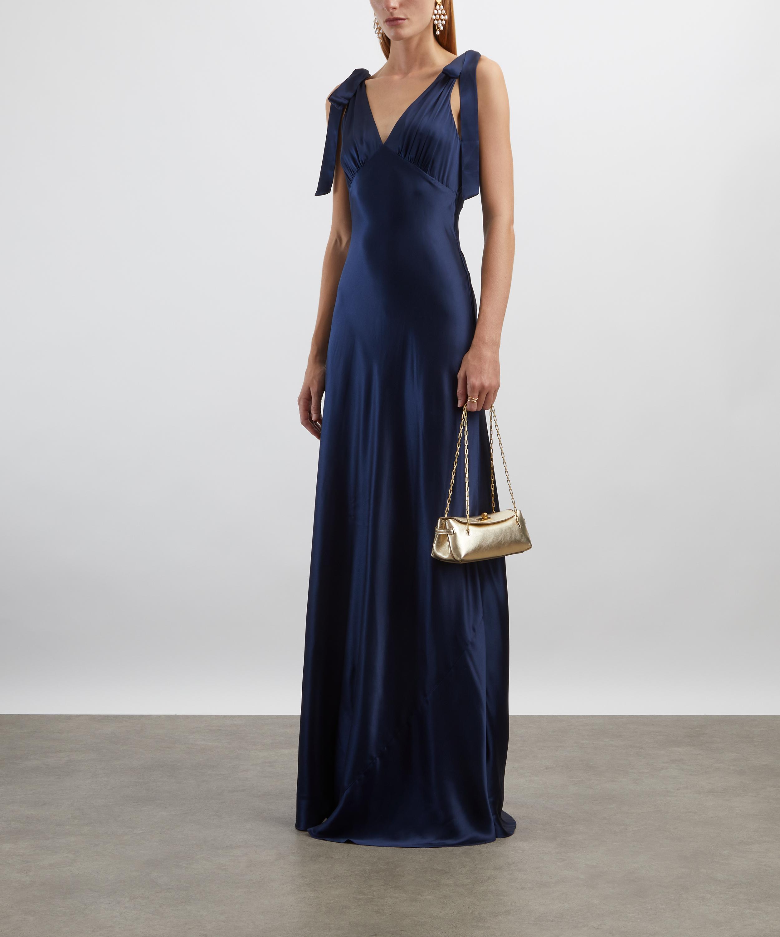 Reformation - Pernille Navy Silk Maxi Dress image number 1