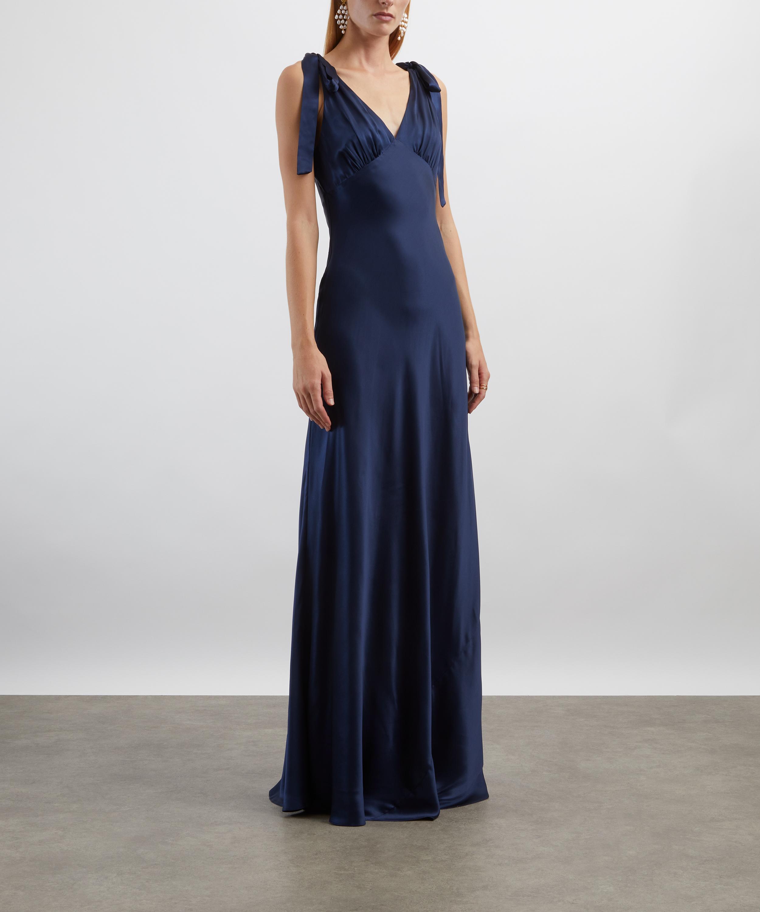 Reformation - Pernille Navy Silk Maxi Dress image number 2