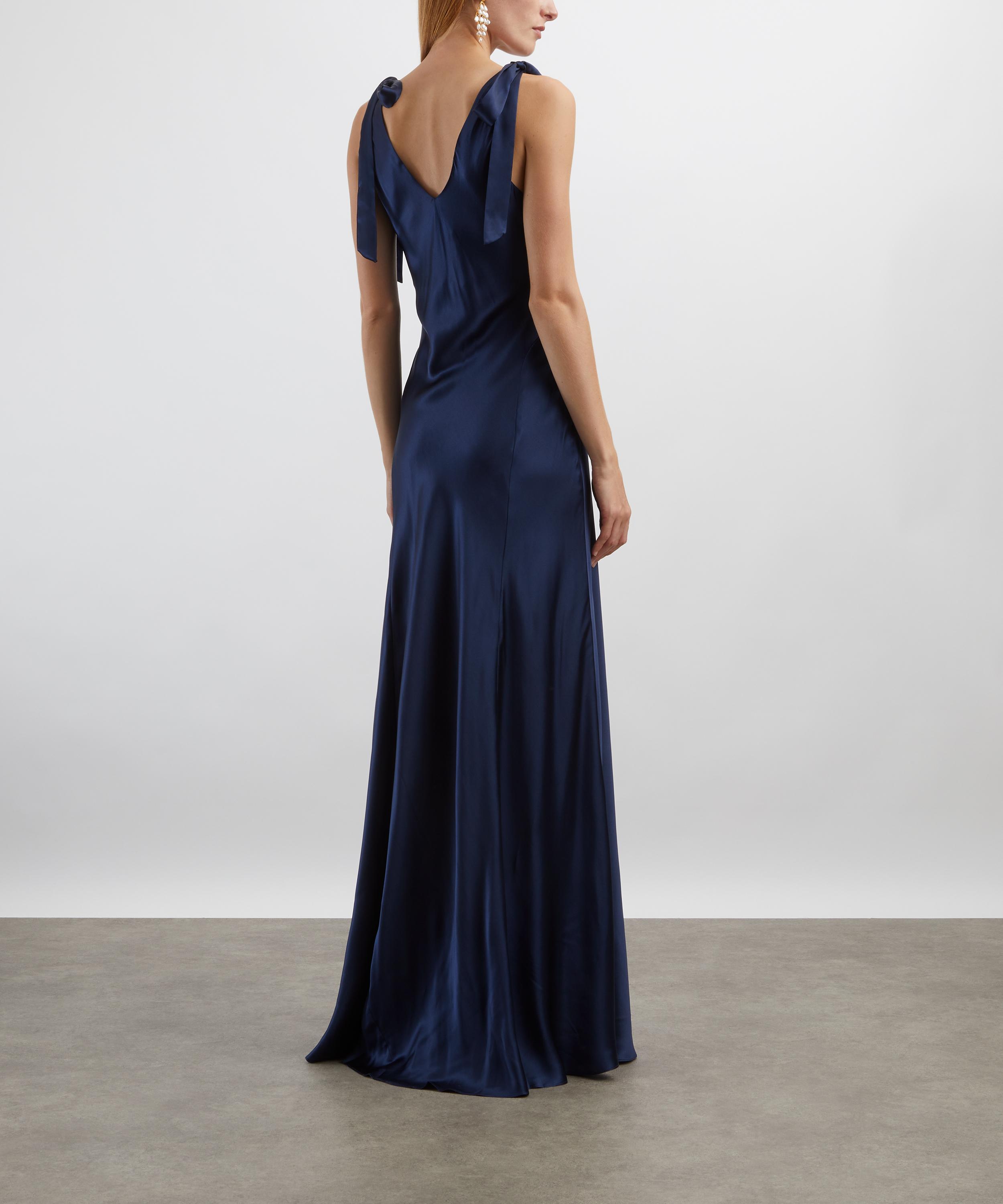 Reformation - Pernille Navy Silk Maxi Dress image number 3