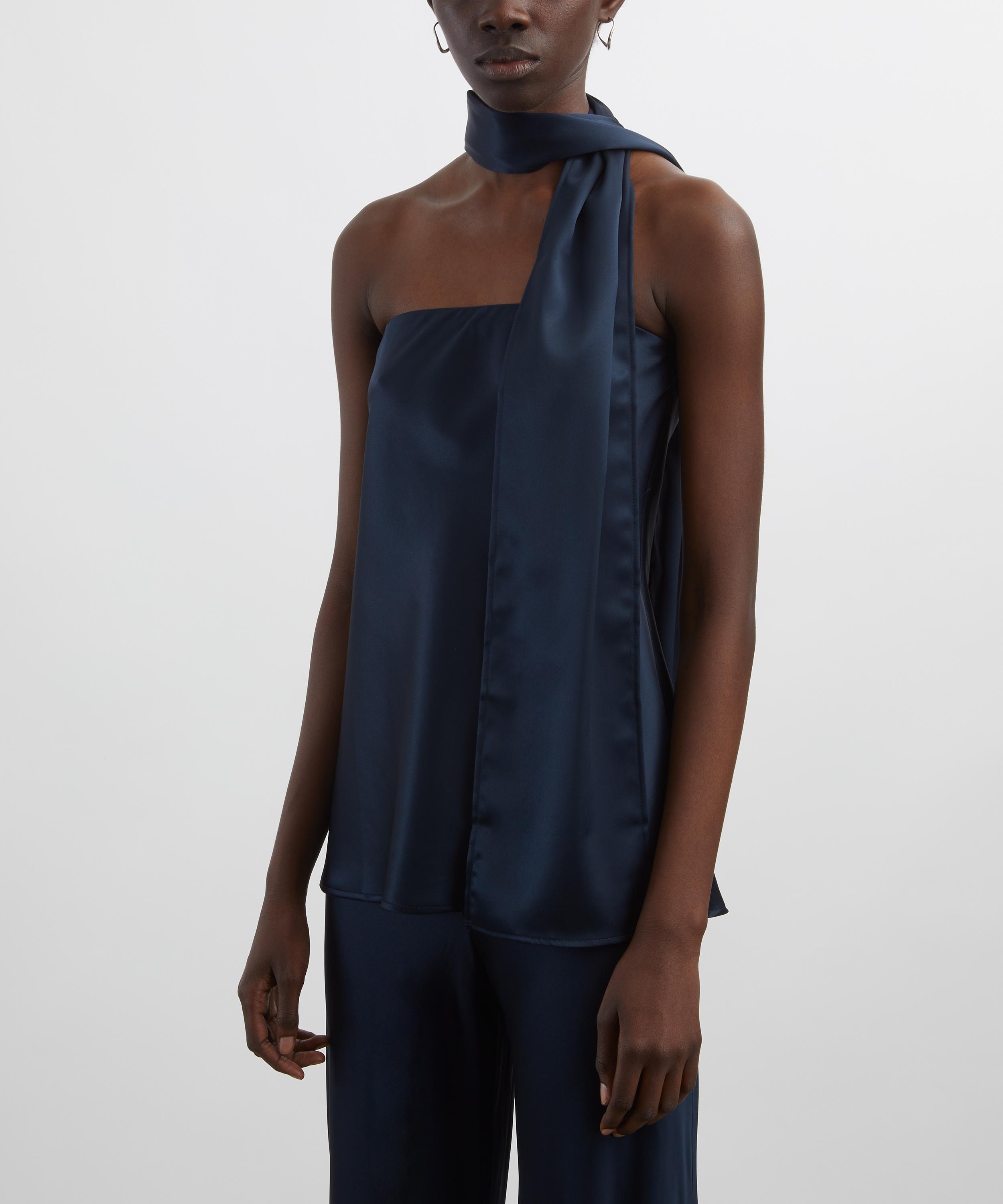 Reformation - Sienna Navy Satin Top image number 2