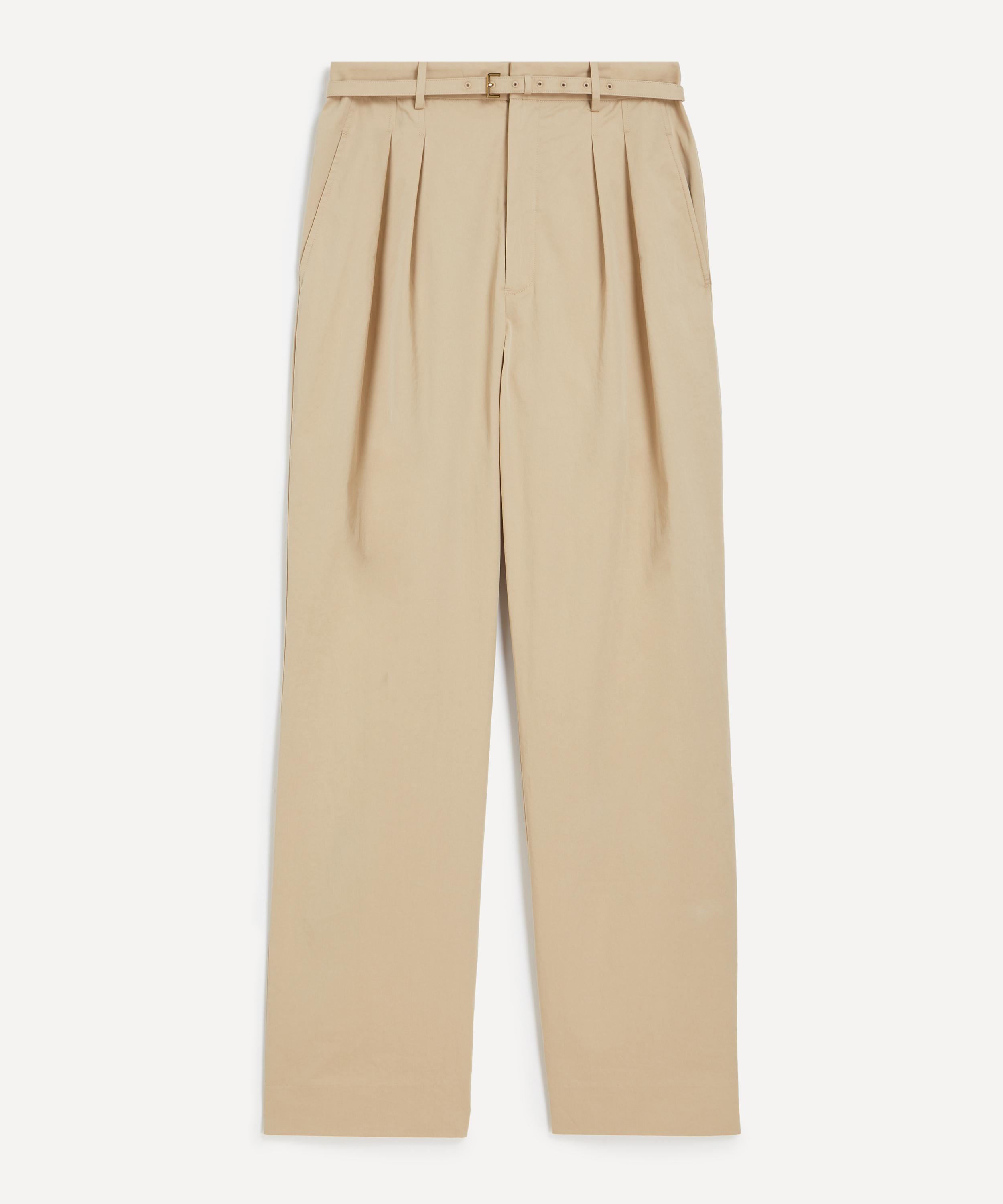 Frame - Light Khaki Pleated Slit Trousers image number 0