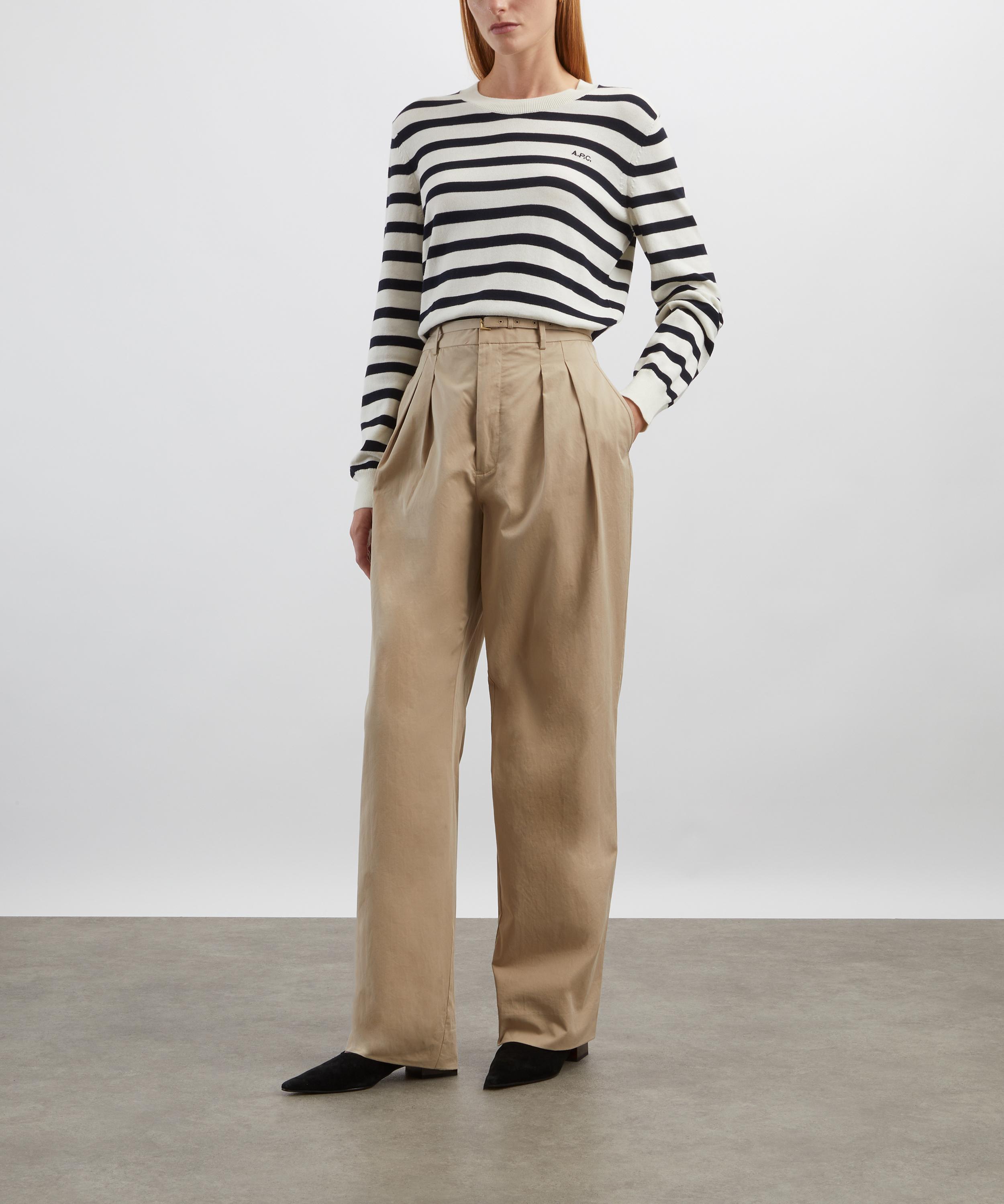 Frame - Light Khaki Pleated Slit Trousers image number 1