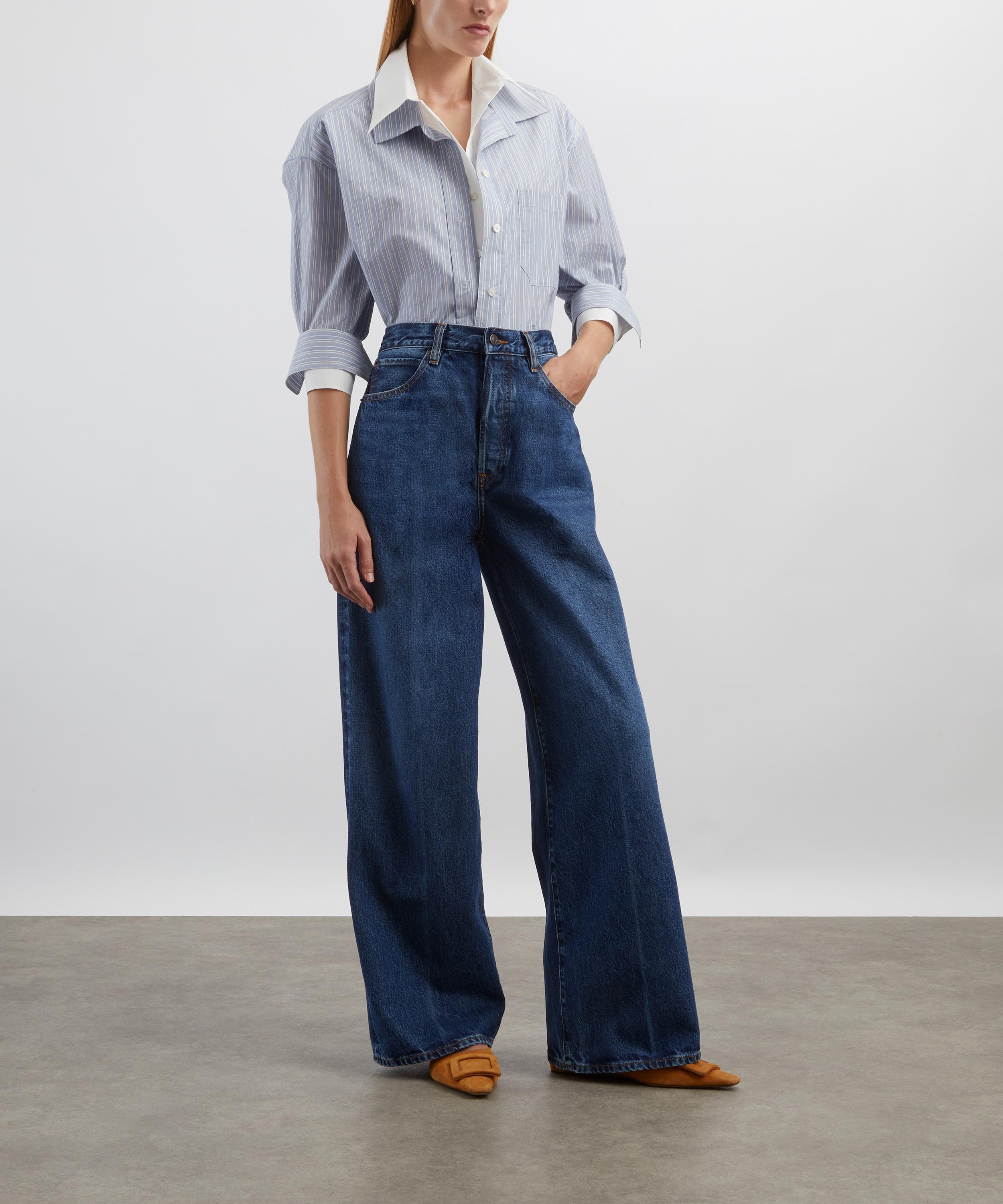 Frame - Collegiate High-Rise Wide Jeans in Galactic image number 1