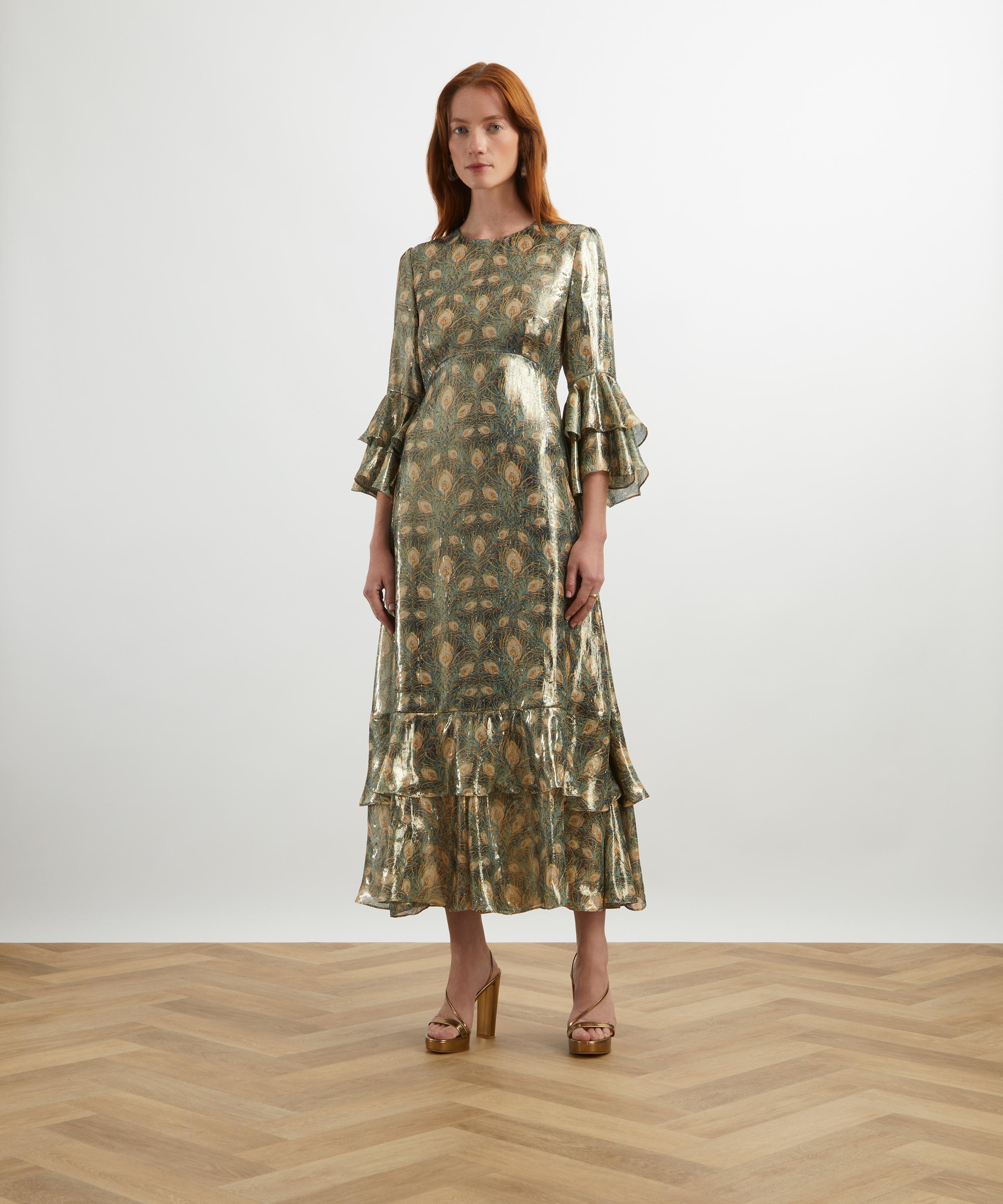 Liberty - Juno Feather Silk Lamé Gala Dress image number 2