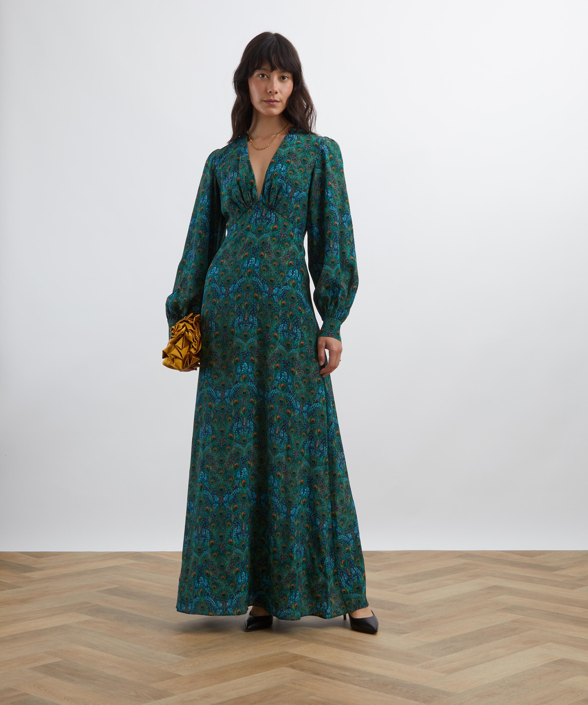 Liberty - Peacock Manor Jacquard Silk Soirée Dress image number 1