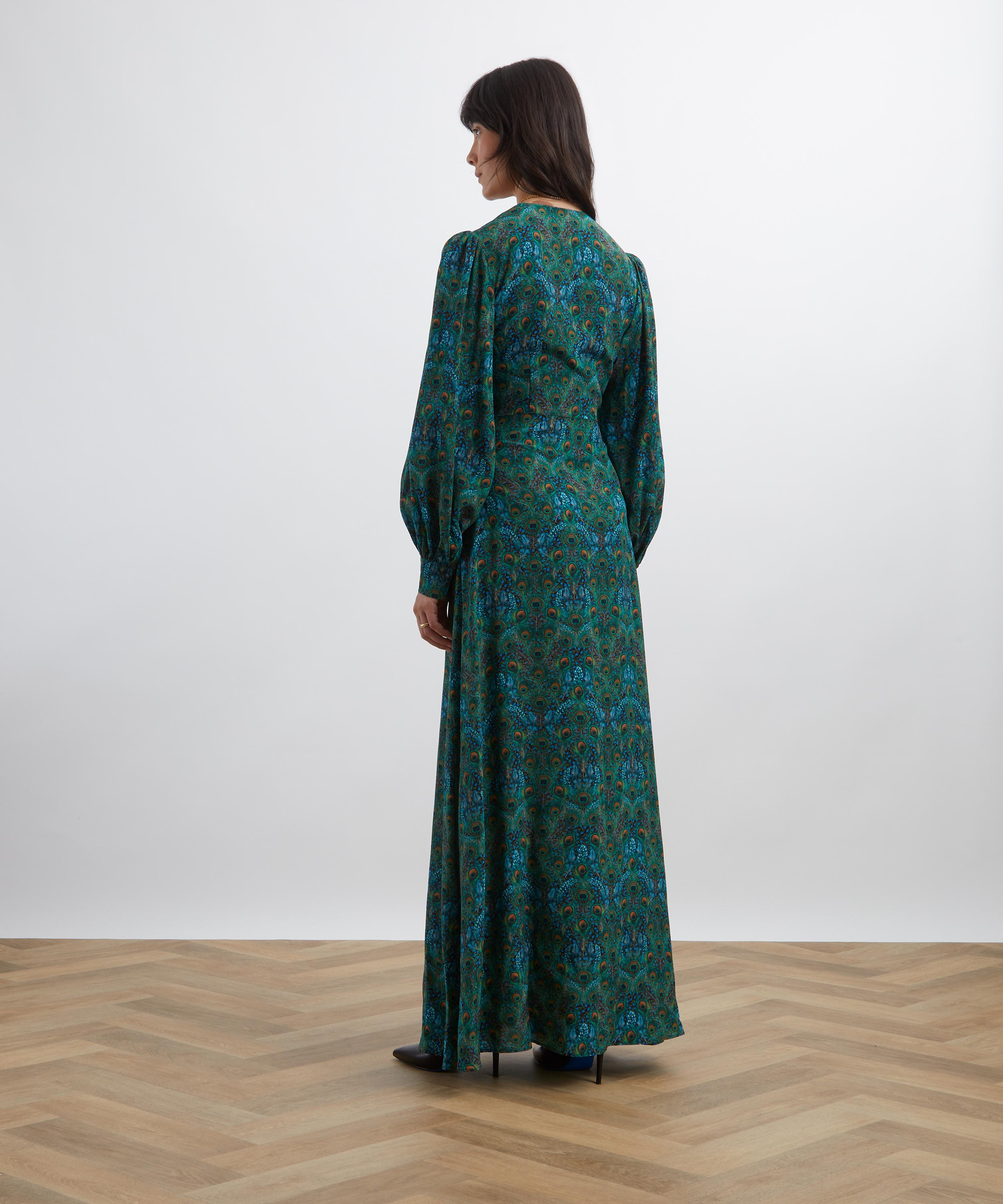 Liberty - Peacock Manor Jacquard Silk Soirée Dress image number 3