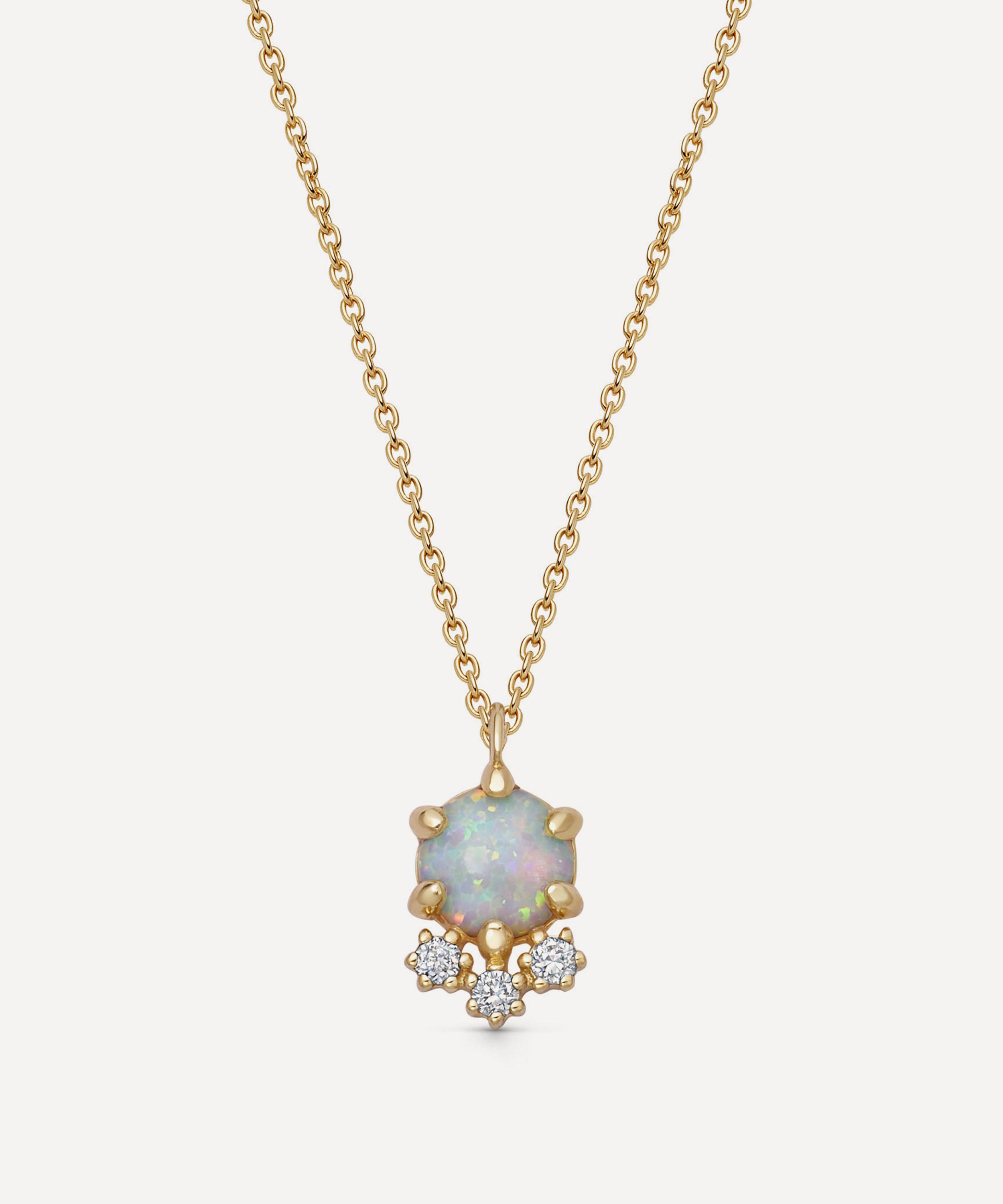 Astley Clarke - 14ct Gold Interstellar Opal and Lab-Grown Diamond Cluster Necklace image number 0