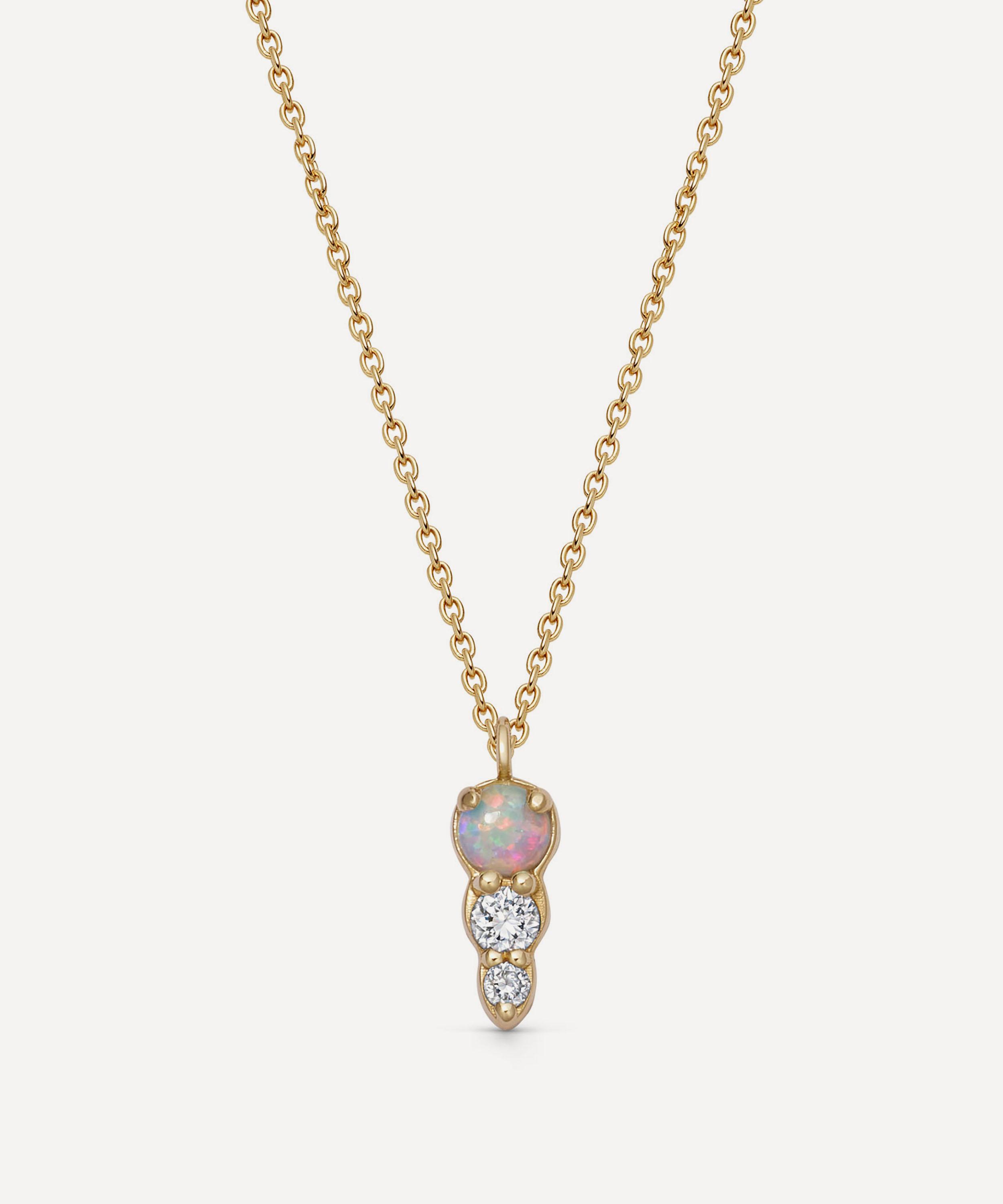 Astley Clarke - 14ct Gold Interstellar Opal and Lab-Grown Diamond Drop Necklace image number 0