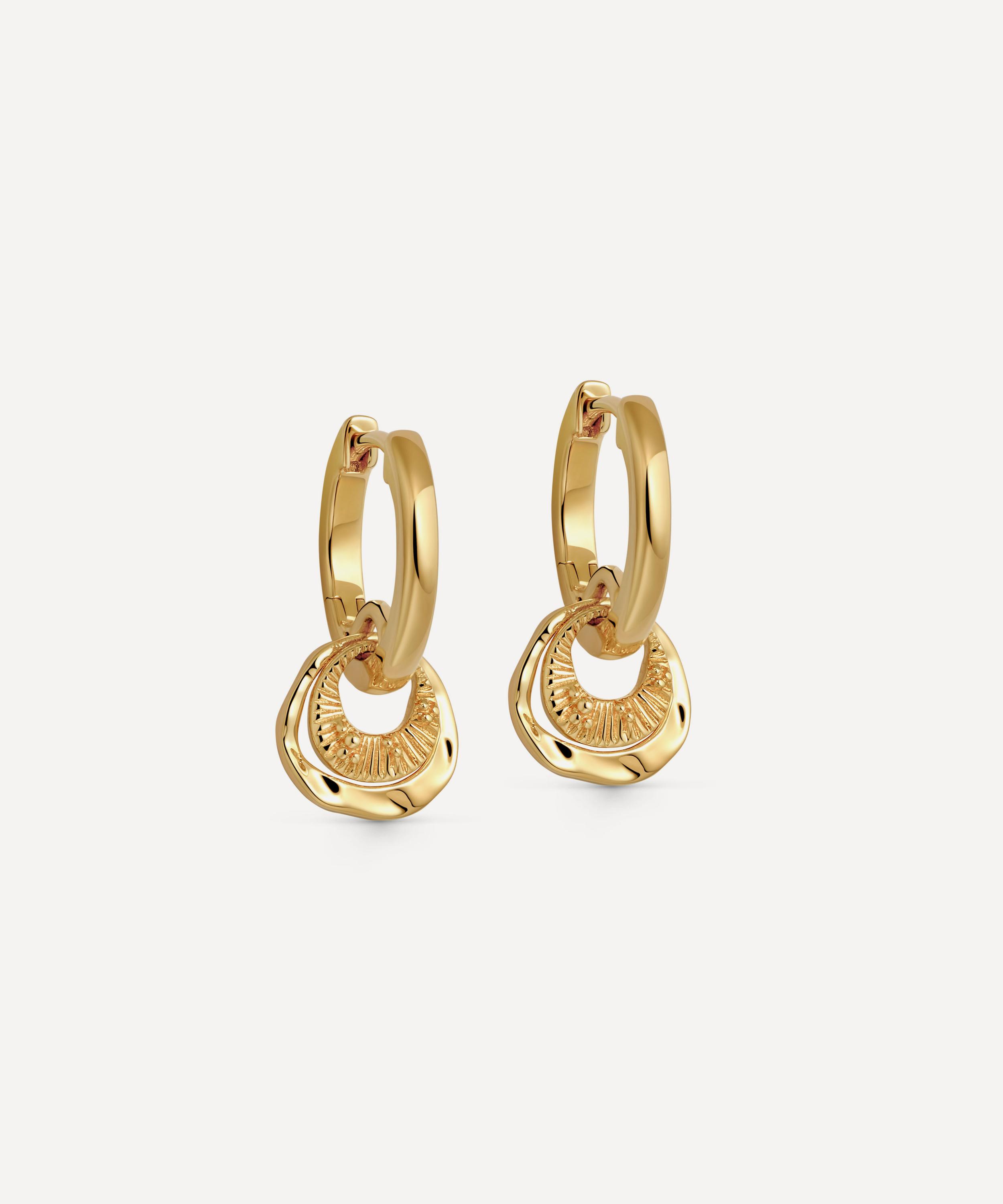 Astley Clarke - 18ct Gold-Plated Vermeil Silver Raye Charm Huggie Hoop Earrings image number 0