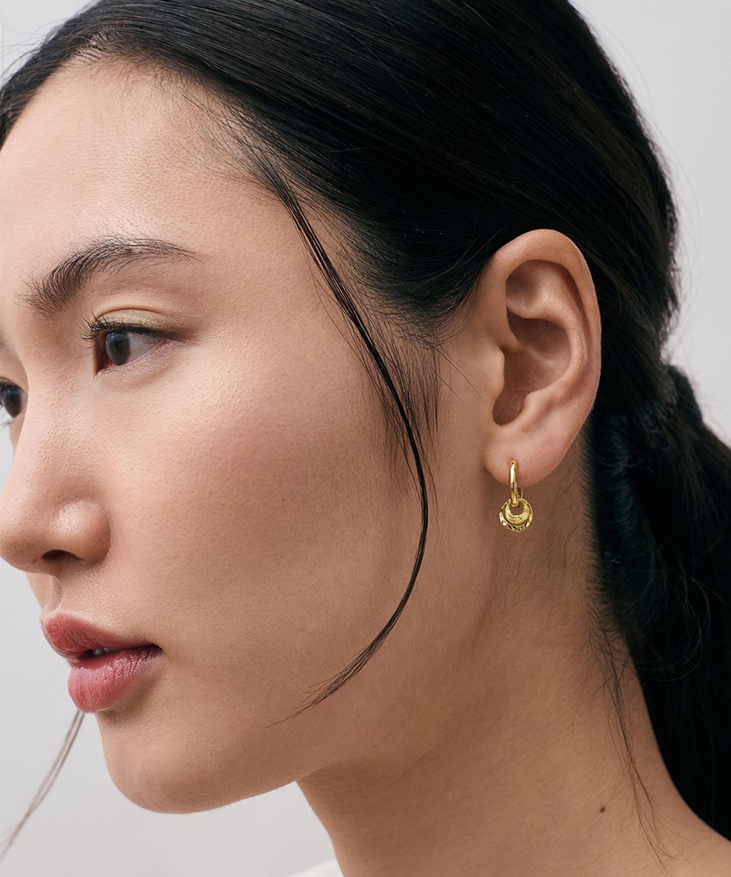 Astley Clarke - 18ct Gold-Plated Vermeil Silver Raye Charm Huggie Hoop Earrings image number 1